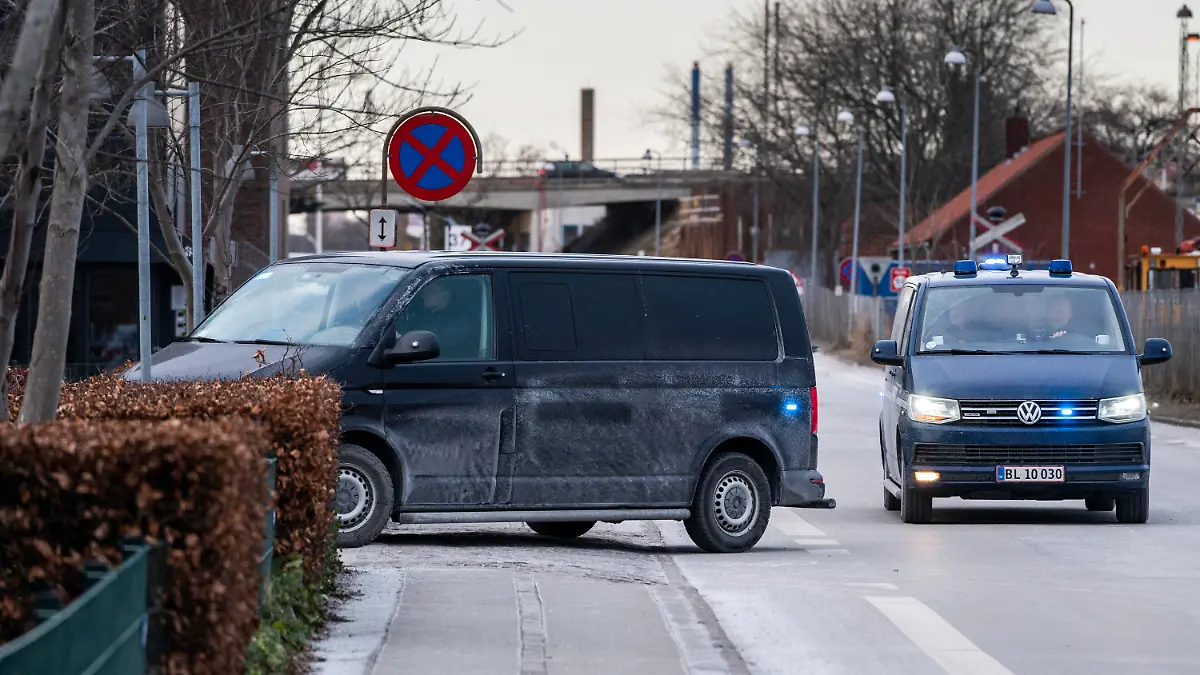 A Police van carrying the convicted murderer Peter Madsen arrives at the court in Glostrup, Copenhagen, Denmark, Tuesday Feb. 9, 2021. A Danish man convicted of torturing and murdering a Swedish journalist on his homemade submarine, was Tuesday, Feb. 9, 2021 sentenced to 19 months for his attempt to escape from a suburban Copenhagen prison last year during which he threatened prison staff and police with a fake gun and fake explosives. Peter Madsen was quickly apprehended on Oct. 20 outside the prison where he is serving a life sentence for the killing of Kim Wall. The conviction will not be added to the life sentence. However, it may play a role if Madsen who said he wanted to flee because of the prison conditions, at some point makes a probation request. (Martin Sylvest/Ritzau Scanpix via AP)