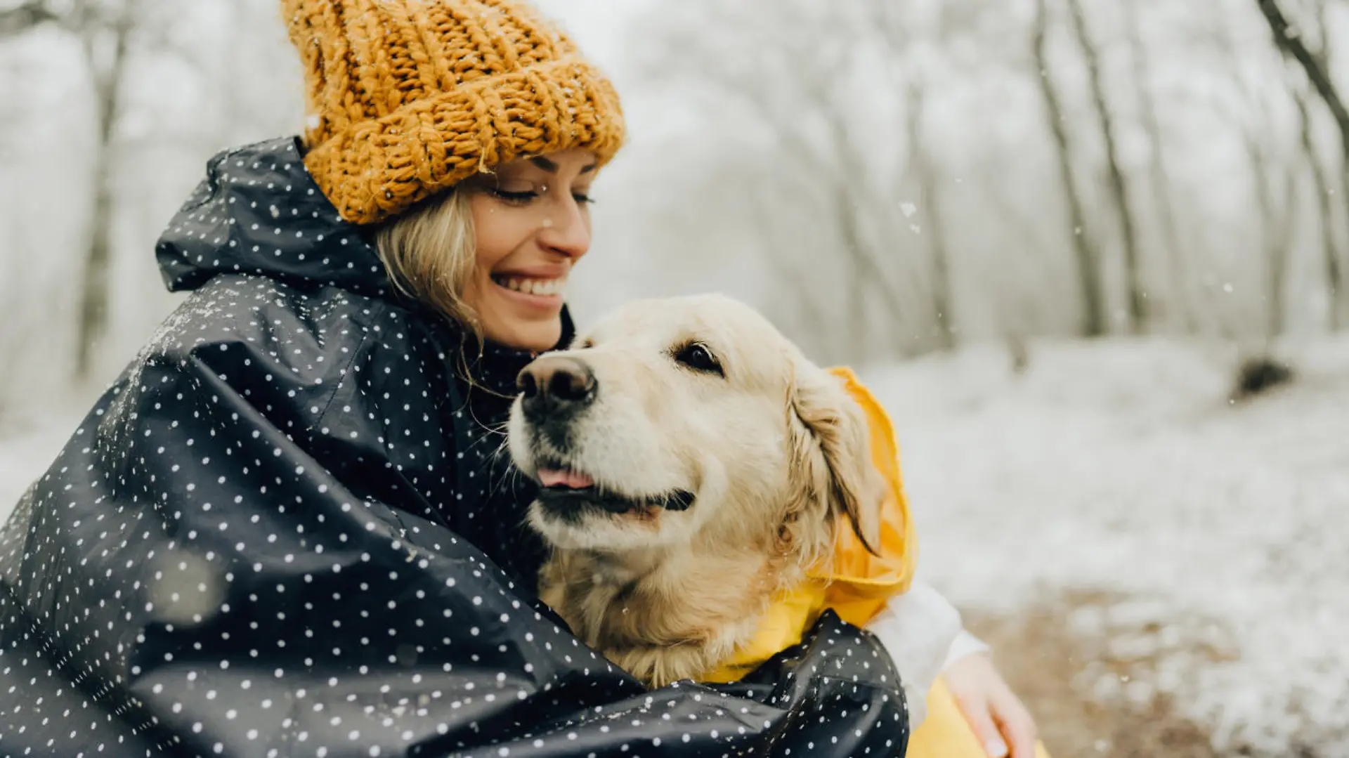 Frau bei Spaziergang mit Hund