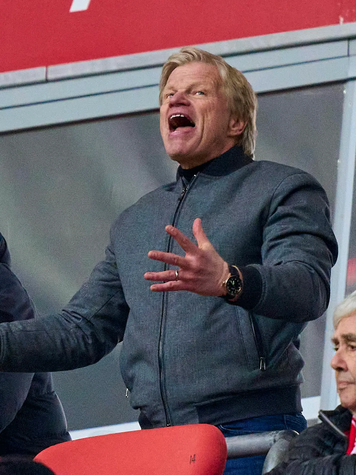 Oliver KAHN, FCB CEO, Vorstandsvorsitzender der FC Bayern München AG, angry due to dismissed chance for goal in the match FC BAYERN MUENCHEN - TSG 1899 HOFFENHEIM 1-1 1.German Football League on Apr 15, 2023 in Munich, Germany. Season 2022/2023, matchday 28, 1.Bundesliga, FCB, BVB, München, 28.Spieltag.