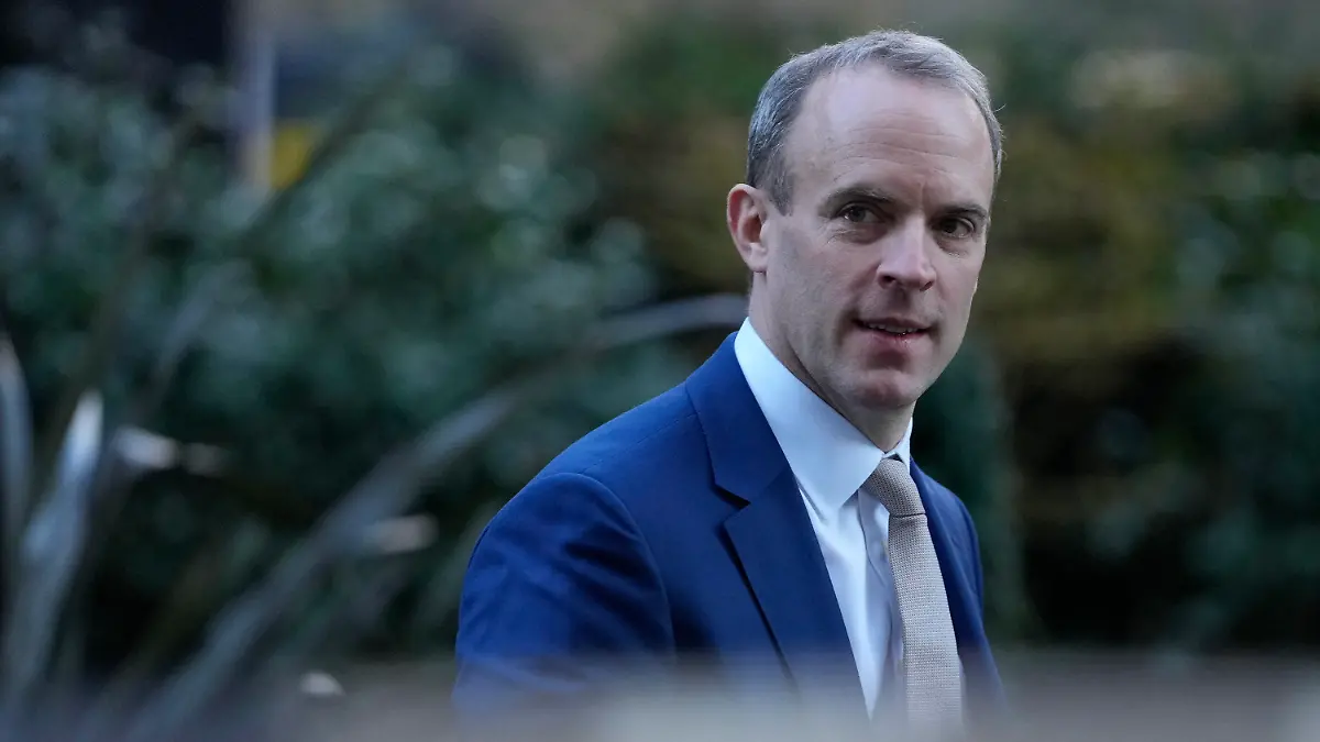 FILE - Britain's Deputy Prime Minister Dominic Raab arrives at 10 Downing Street in London, Tuesday, Jan. 18, 2022. Raab has resigned after an independent investigation into complaints that he bullied civil servants. Raab’s decision Friday, April 21, 2023 came the day after Prime Minister Rishi Sunak received findings into eight formal complaints that Raab, who is also justice secretary, had been abusive toward staff during a previous stint in that office and while serving as foreign secretary and Brexit secretary. (AP Photo/Alastair Grant file)