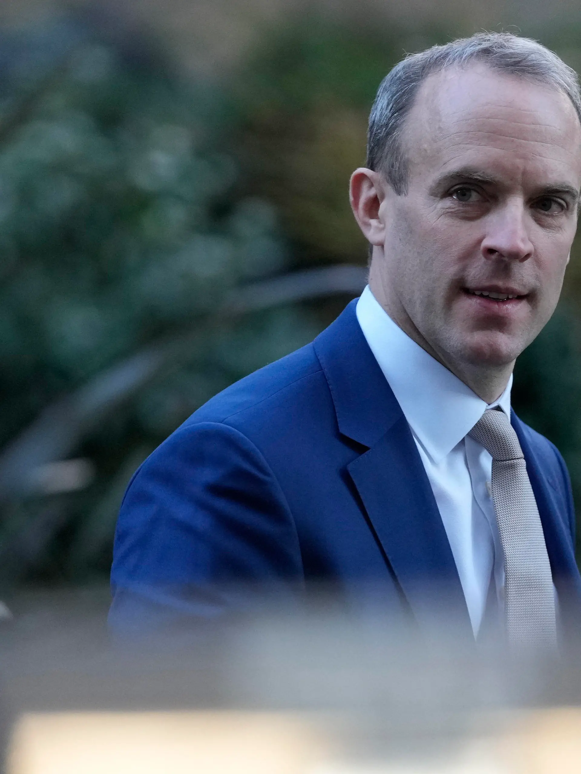 FILE - Britain's Deputy Prime Minister Dominic Raab arrives at 10 Downing Street in London, Tuesday, Jan. 18, 2022. Raab has resigned after an independent investigation into complaints that he bullied civil servants. Raab’s decision Friday, April 21, 2023 came the day after Prime Minister Rishi Sunak received findings into eight formal complaints that Raab, who is also justice secretary, had been abusive toward staff during a previous stint in that office and while serving as foreign secretary and Brexit secretary. (AP Photo/Alastair Grant file)