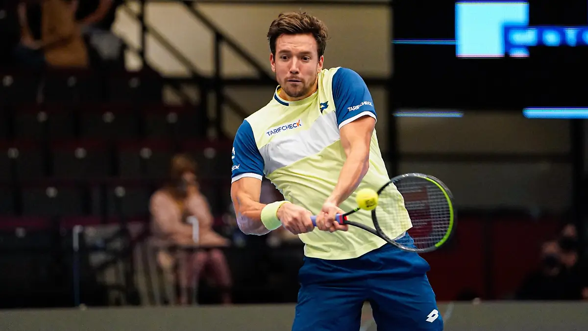 31.10.2020, Stadthalle, Wien, AUT, ATP, Tennis Herren Tour, Erste Bank Open, Doppel, Halbfinale, im Bild Andreas Mies GER // during the double semifinal match of Erste Bank Open Tennis Tournament at the Stadthalle in Wien, Austria on 2020/10/31. **** ONLY GERFRAITAESPSUISSEGBR **** Wien *** 31 10 2020, Stadthalle, Vienna, AUT, ATP Tour, Erste Bank Open, doubles, semi-final, in the picture Andreas Mies GER during the double semifinal match of Erste Bank Open Tennis Tournament at the Stadthalle in Vienna, Austria on 2020 10 31 ONLY GER FRA ITA ESP SUISSE GBR Vienna PUBLICATIONxNOTxINxAUT EP_sro 