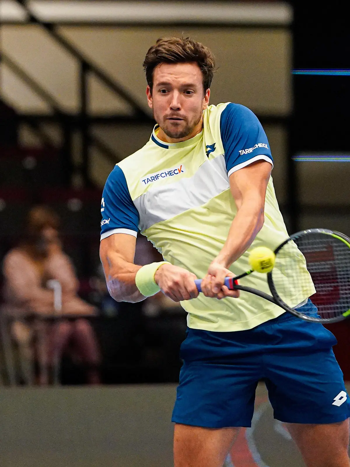 31.10.2020, Stadthalle, Wien, AUT, ATP, Tennis Herren Tour, Erste Bank Open, Doppel, Halbfinale, im Bild Andreas Mies GER // during the double semifinal match of Erste Bank Open Tennis Tournament at the Stadthalle in Wien, Austria on 2020/10/31. **** ONLY GERFRAITAESPSUISSEGBR **** Wien *** 31 10 2020, Stadthalle, Vienna, AUT, ATP Tour, Erste Bank Open, doubles, semi-final, in the picture Andreas Mies GER during the double semifinal match of Erste Bank Open Tennis Tournament at the Stadthalle in Vienna, Austria on 2020 10 31 ONLY GER FRA ITA ESP SUISSE GBR Vienna PUBLICATIONxNOTxINxAUT EP_sro 
