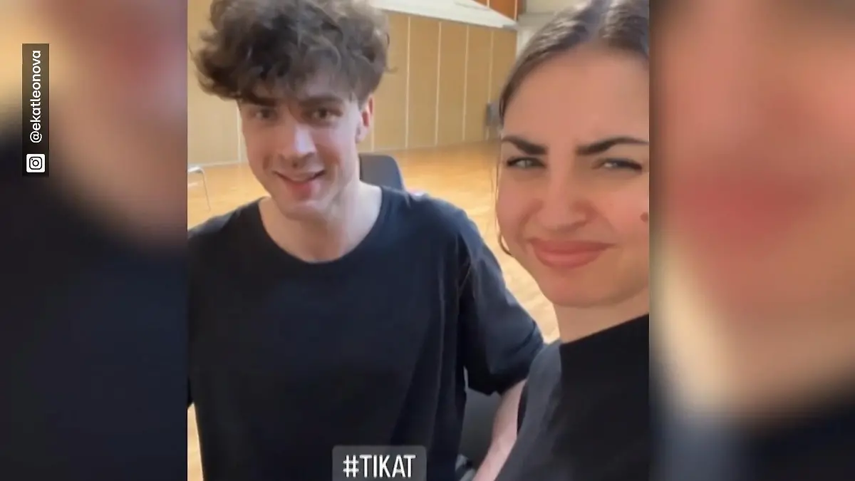 Lustiger Instagram-Spaß: Mit ihrem Tanzpartner Timon Krause muss "Let's Dance"-Profitänzerin Ekaterina Leonova derzeit ein bisschen anders kommunizieren als gewohnt