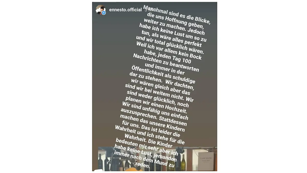 So äußerte sich Ennesto gerade bei Instagram zu Danni Büchner
