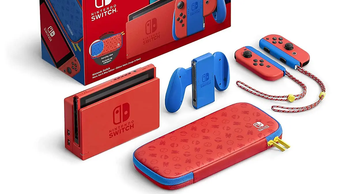 Packungsinhalt der Nintendo Switch MArio Red & Blue Edition