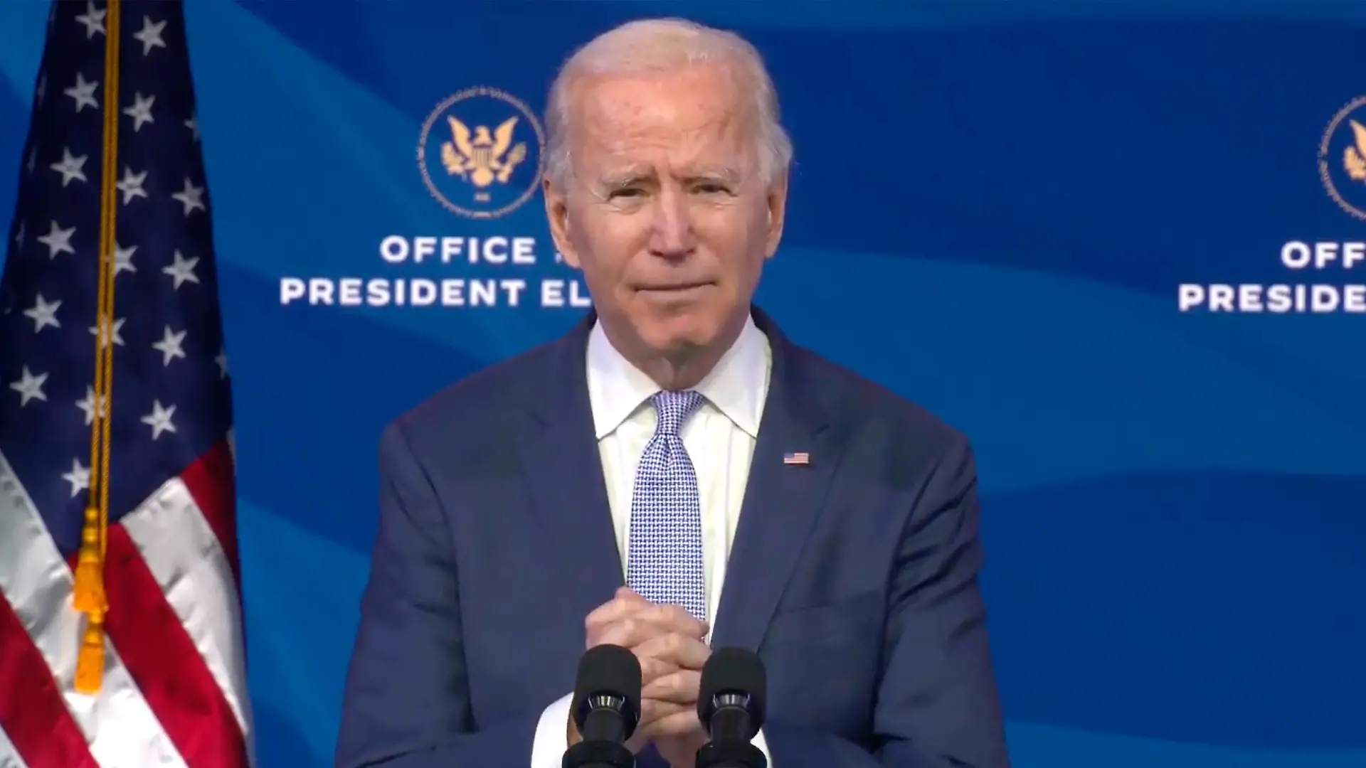 January 6, 2021, Wilmington, Delaware, USA: United States President-elect Joe Biden delivers remarks from the Queen Theatre in Wilmington, Delaware on the unrest in and around the US Capitol in Wilmington, Delaware on Wednesday, January 6, 2021. In his remarks Biden condemned Trump for inciting the violence Wilmington USA - ZUMAs152 20210106_zaa_s152_233 Copyright: xBidenxTransitionxViaxCnpx