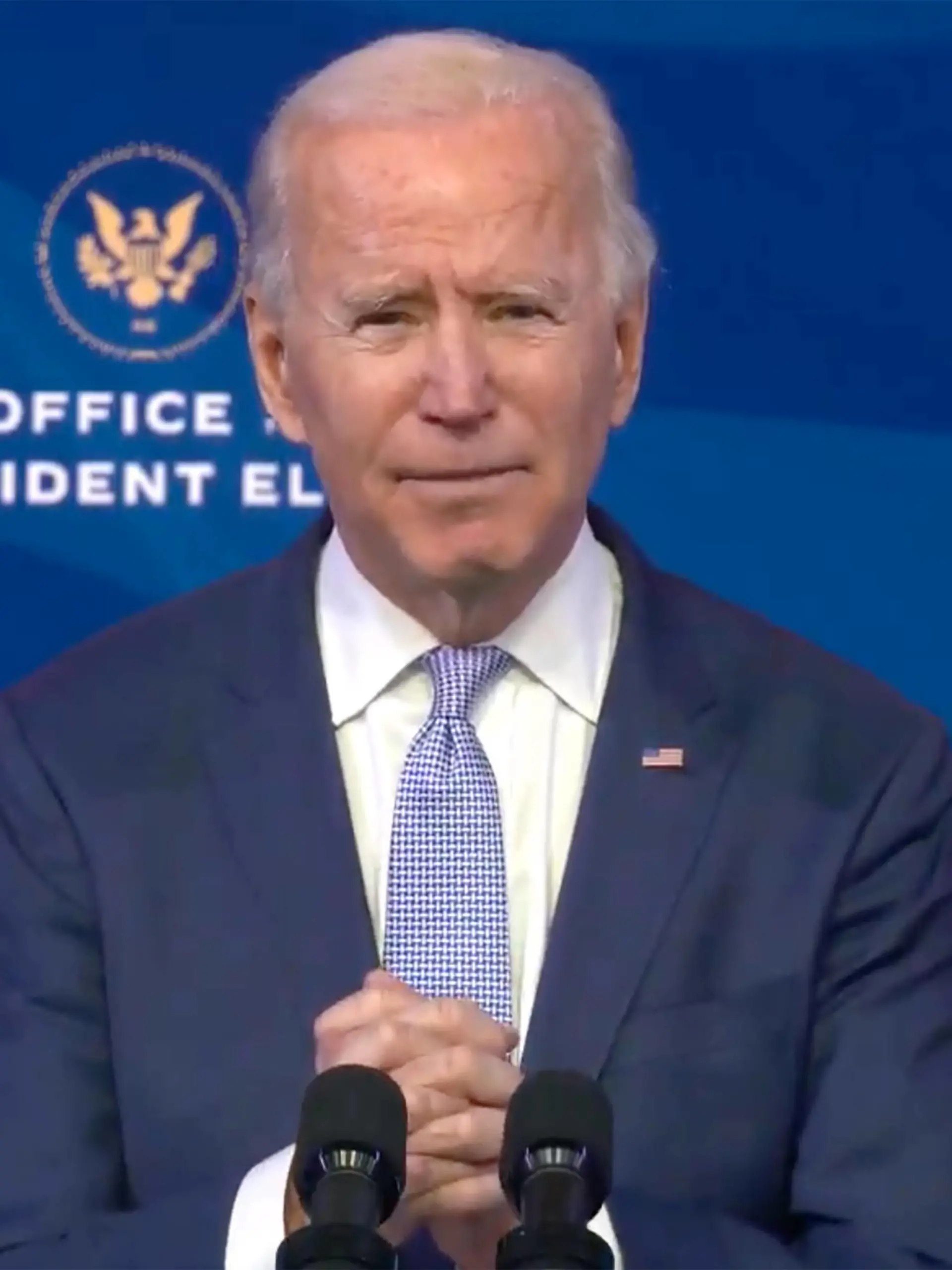 January 6, 2021, Wilmington, Delaware, USA: United States President-elect Joe Biden delivers remarks from the Queen Theatre in Wilmington, Delaware on the unrest in and around the US Capitol in Wilmington, Delaware on Wednesday, January 6, 2021. In his remarks Biden condemned Trump for inciting the violence Wilmington USA - ZUMAs152 20210106_zaa_s152_233 Copyright: xBidenxTransitionxViaxCnpx