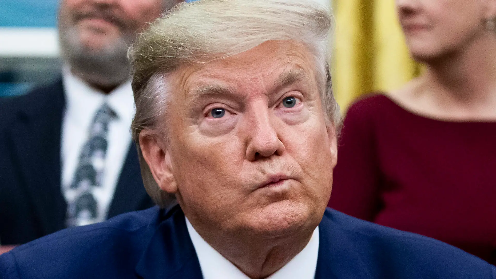 US President Donald J. Trump attends a signing ceremony for H.R. 724, the Preventing Animal Cruelty and Torture Act , in the Oval Office of the White House in Washington, DC, USA, 25 November 2019. PUBLICATIONxINxGERxSUIxAUTxONLY Copyright: xMichaelxReynoldsx