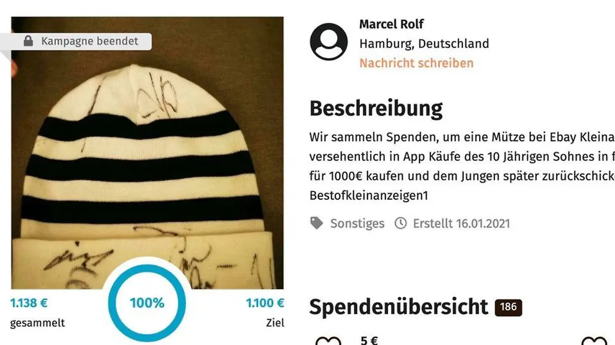 Spendenaktion von Instagram-Community