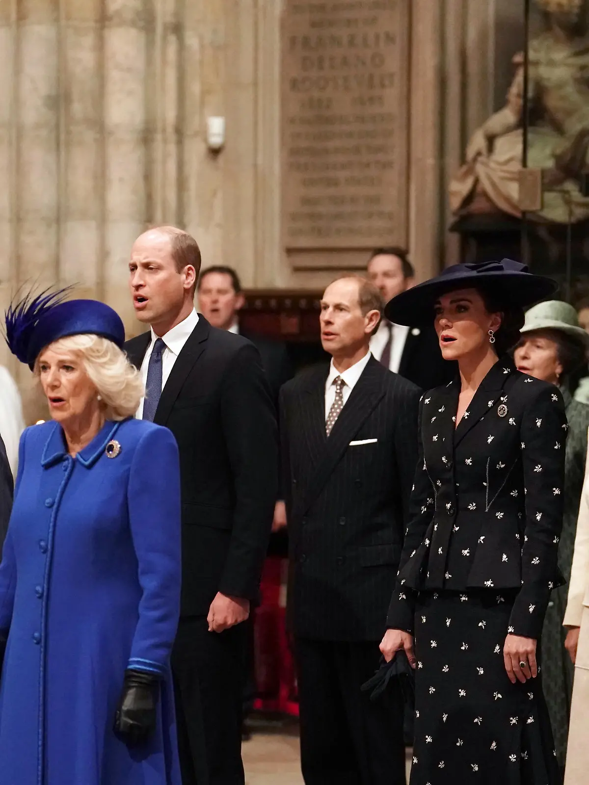 Commonwealth day 2023. (Left to right) King Charles III, the Queen Consort, the Prince of Wales, the Duke of Edinburgh, the Princess of Wales, the Princess Royal, the Duchess of Edinburgh and Vice Admiral Sir Tim Laurence attend the annual Commonwealth Day Service at Westminster Abbey in London. Picture date: Monday March 13, 2023. See PA story ROYAL Commonwealth. Photo credit should read: Jordan Pettitt/PA Wire URN:71365522