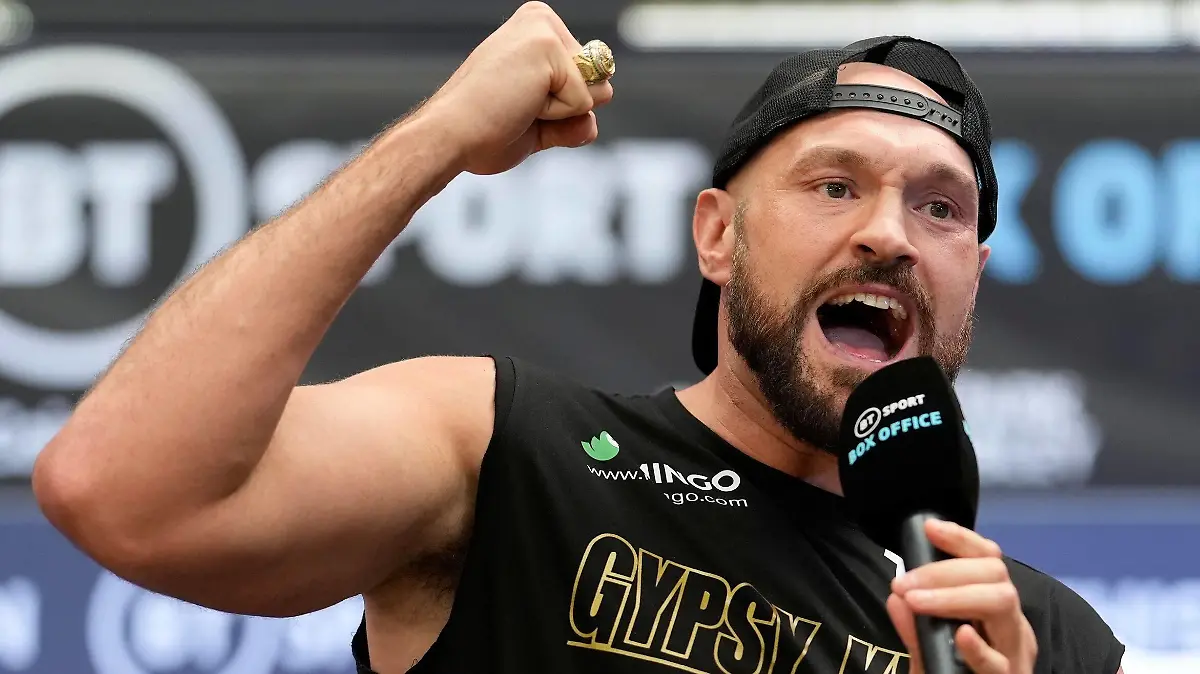 Mandatory Credit: Photo by Dave Shopland/Shutterstock 12904393ab Tyson Fury during Weigh In Tyson Fury v Dillian Whyte, WBC Heavyweight Championship, Weigh In, Boxing, BOXPARK Wembley, London, UK - 22 Apr 2022 Tyson Fury v Dillian Whyte, WBC Heavyweight Championship, Weigh In, Boxing, BOXPARK Wembley, London, UK - 22 Apr 2022 PUBLICATIONxINxGERxSUIxAUTXHUNxGRExMLTxCYPxROMxBULxUAExKSAxONLY Copyright: xDavexShopland/Shutterstockx 12904393ab