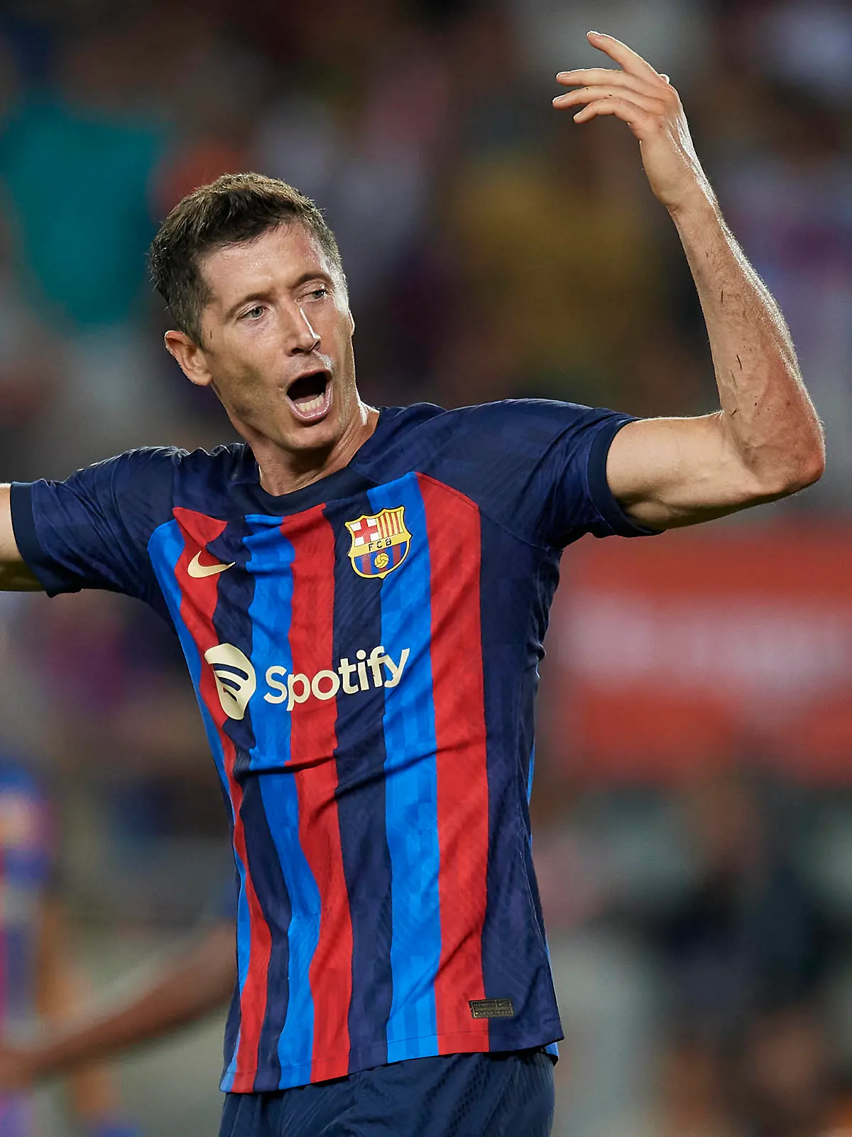  FC Barcelona, Barca v Rayo Vallecano - LaLiga Santander Robert Lewandowski of Barcelona reacts during the La Liga Santander match between FC Barcelona and Rayo Vallecano at Spotify Camp Nou on August 13, 2022 in Barcelona, Spain. Barcelona Spain PUBLICATIONxNOTxINxFRA Copyright: xJosexBretonx originalFilename:breton-fcbarcel220813_npA9u.jpg