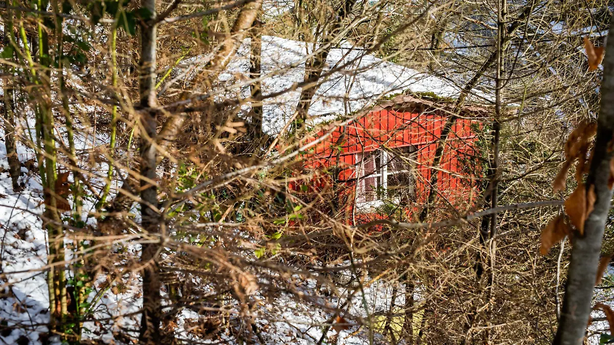 13.01.2021, Baden-Württemberg, Oppenau: Die von dem Angeklagten Yves R. illegal genutzte Gartenhütte steht an einem Hang oberhalb der Stadt Oppenau. Der Angeklagte hatte am 12. Juli 2020 bei einer Kontrolle in der Gartenhütte vier Polizisten gezwungen, die Dienstpistolen abzulegen, und war damit geflüchtet. Ein Großaufgebot der Polizei suchte tagelang nach ihm. Am 17. Juli wurde er in einem Wald festgenommen und sitzt seitdem in Untersuchungshaft. Am 15. Januar 2021 beginnt vor dem Offenburger Landgericht der Prozess gegen den Mann. Foto: Philipp von Ditfurth/dpa +++ dpa-Bildfunk +++
