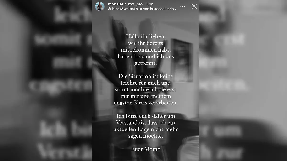Dominik Schmitt meldet sich in seiner Instagram-Story zur Trennung.