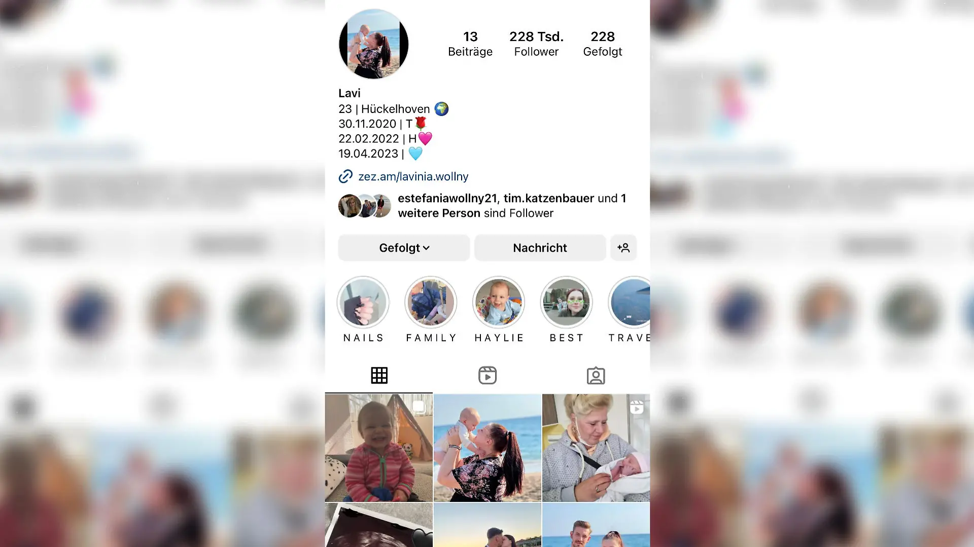 Lavinia Wollnys Instagram-Biografie dürfte verraten haben, dass ihr Sohn am 19. April geboren wurde.