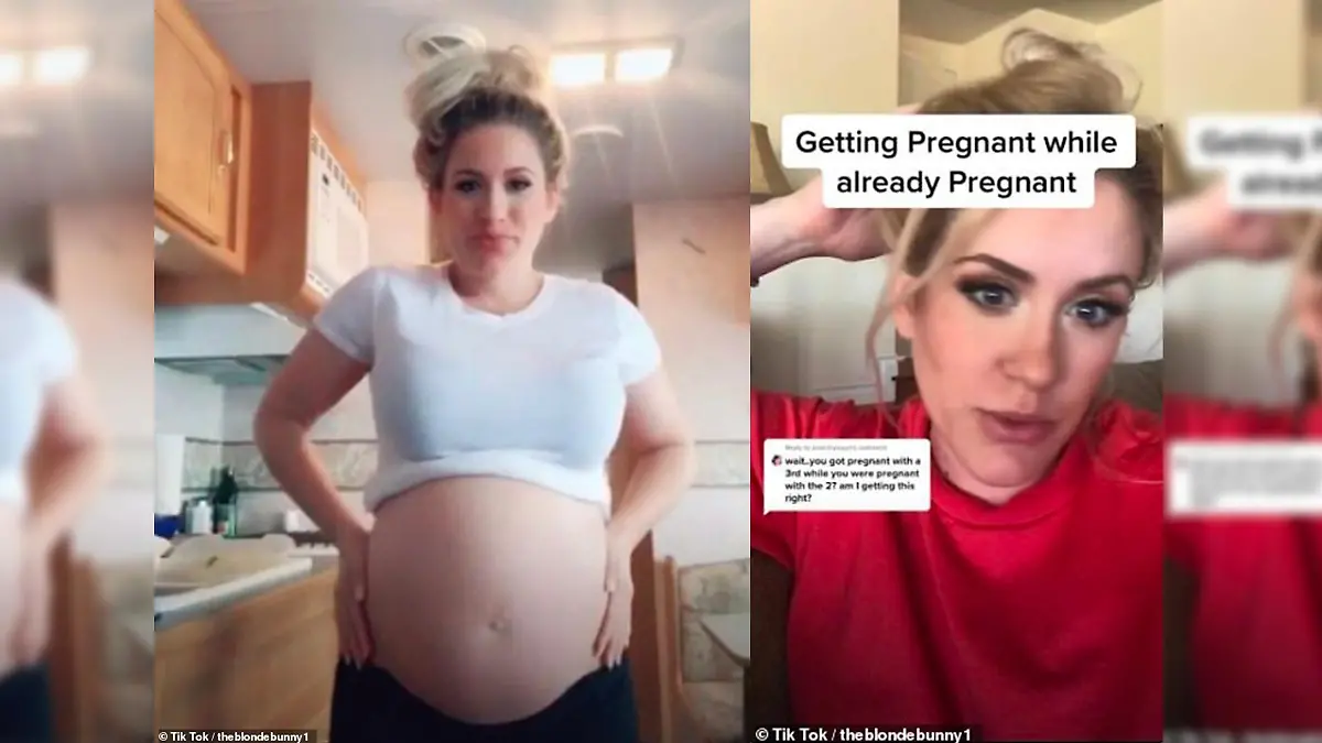TikTok-Userin theblondebunny1 mit Babybauch