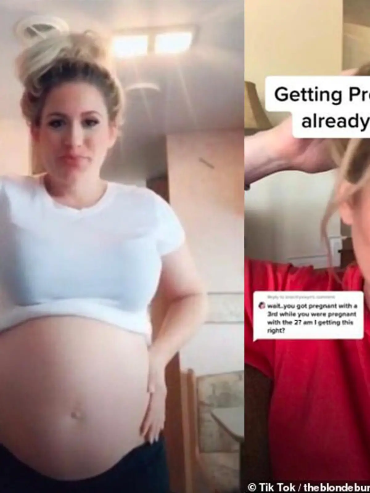 TikTok-Userin theblondebunny1 mit Babybauch