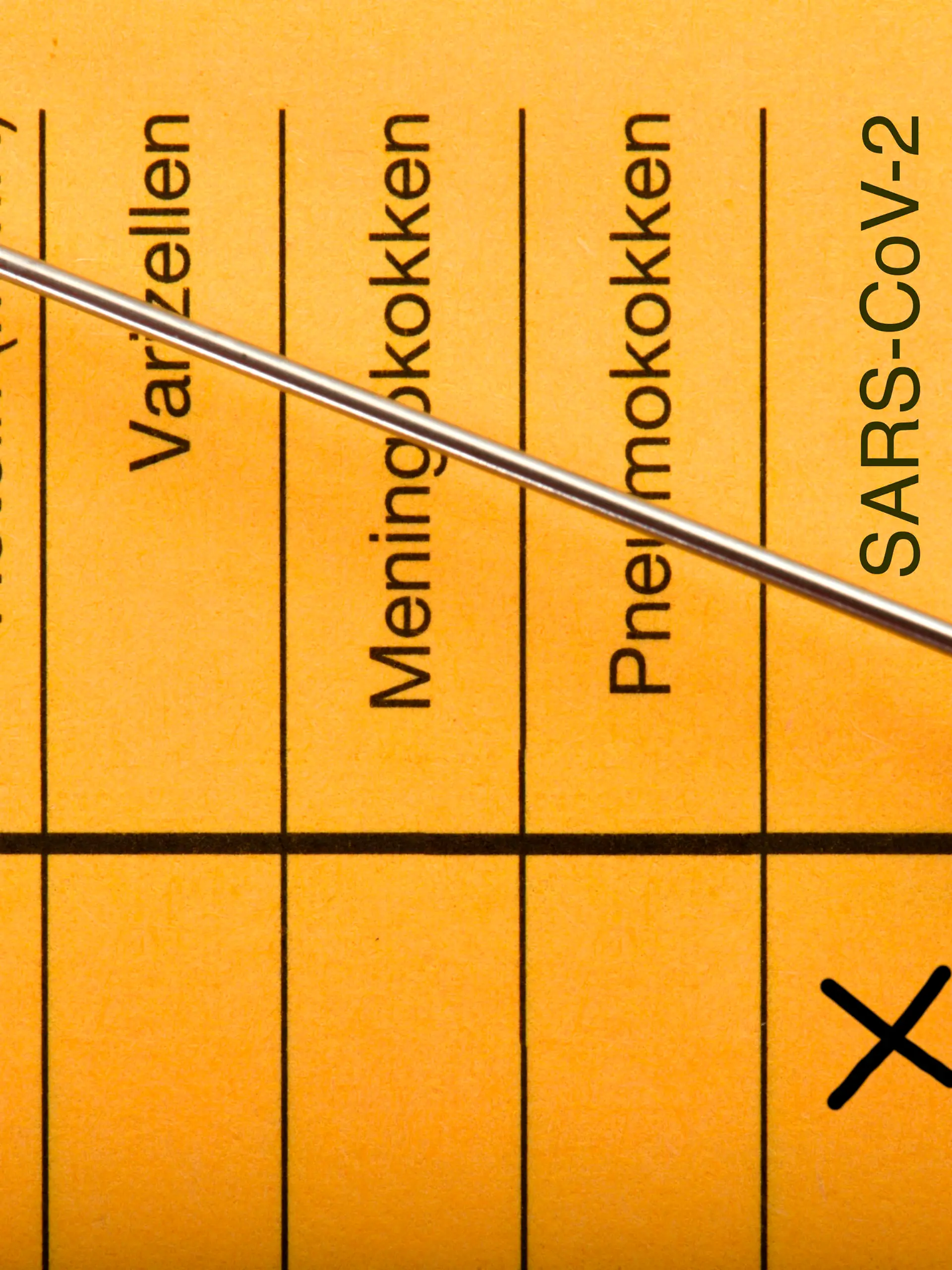 Symbolbild durchgeführte Impfung gegen Covid-19, Sars-CoV-2, Spritze liegt auf Impfpass, Corona-Krise, Baden-Württemberg, Deutschland Coronavirus Impfstoff *** Symbolic image of vaccination carried out against Covid 19, Sars CoV 2, syringe lies on vaccination card, corona crisis, Baden Württemberg, Germany Coronavirus vaccine 