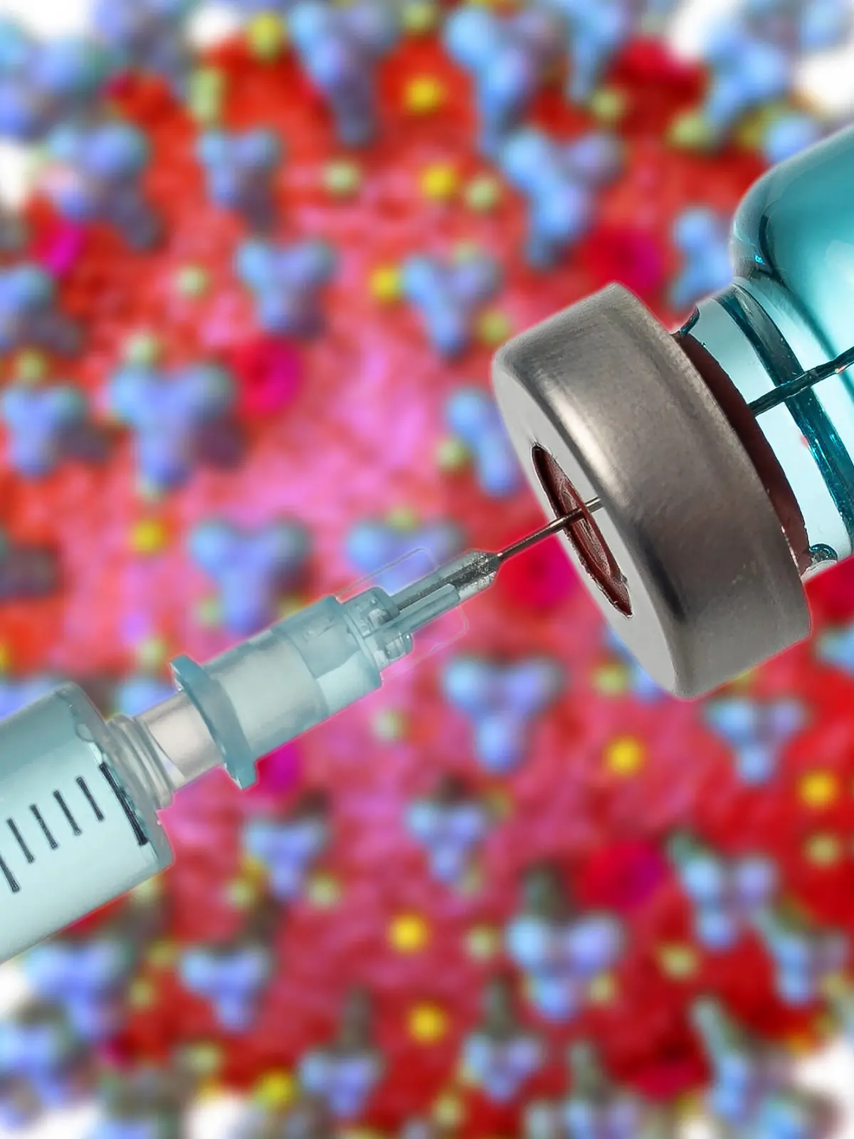  09.10.2020, Grafik, Corona-Virus Mikroskopische Ansicht, mit Impfstoff-Probe im Vordergrund. Bildmontage 3D-Grafik: Sofiane Regragui 09.10.2020, Grafik Corona-Virus Mikroskopische Ansicht 09.10.2020, Grafik Corona-Virus Mikroskopische Ansicht *** 09 10 2020, graphic, corona virus Microscopic view, with vaccine sample in the foreground Image montage 3D graphic Sofiane Regragui 09 10 2020, graphic corona virus Microscopic view 09 10 2020, graphic corona virus Microscopic view