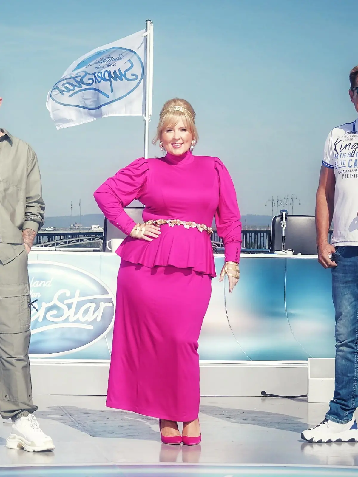 Mike Singer, Maite Kelly und Dieter Bohlen sitzen 2021 in der DSDS-Jury
