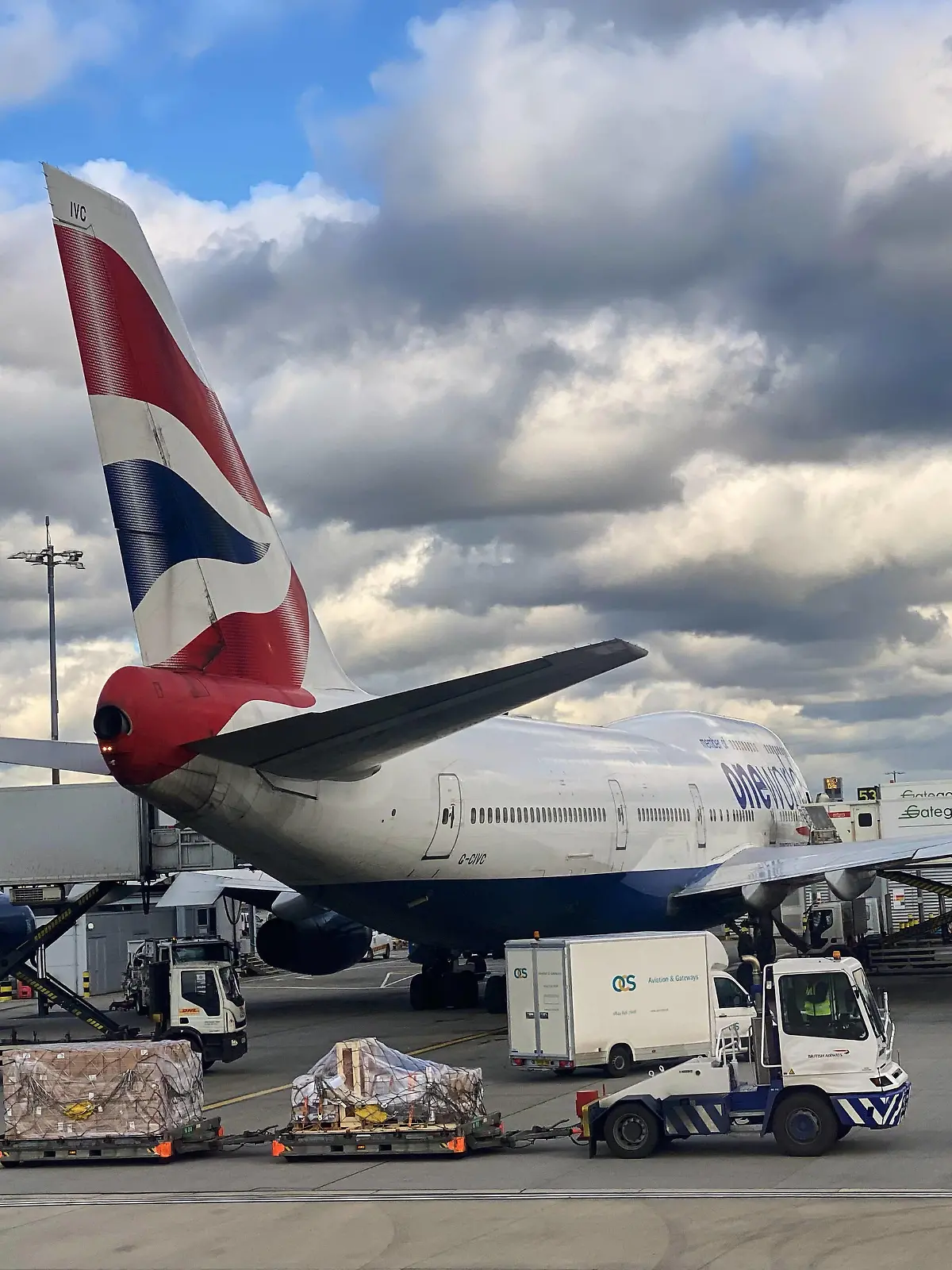  British Airways One World passenger jet Boing 747 Jumbo at International Airport London Heathrow in London, Great Britain, Februar 25, 2020.