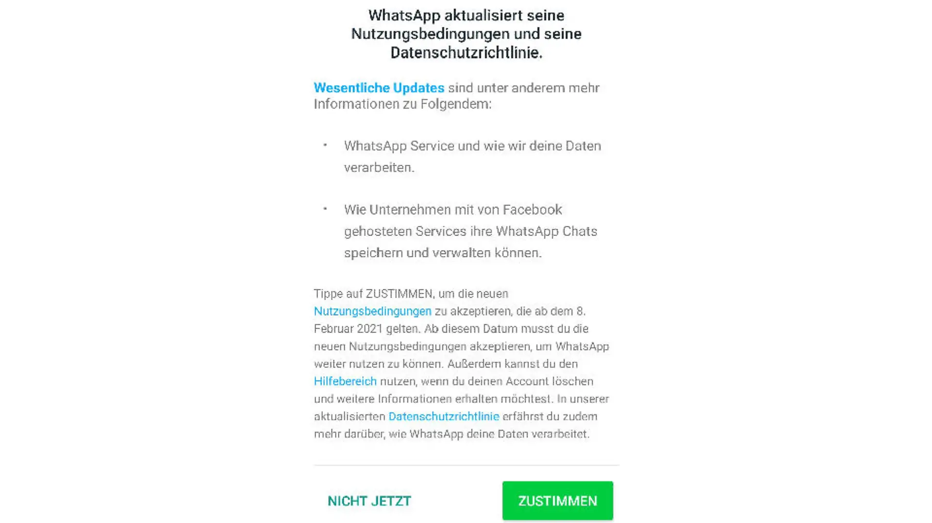 Whatsapp Update Nutzungsbedingungen