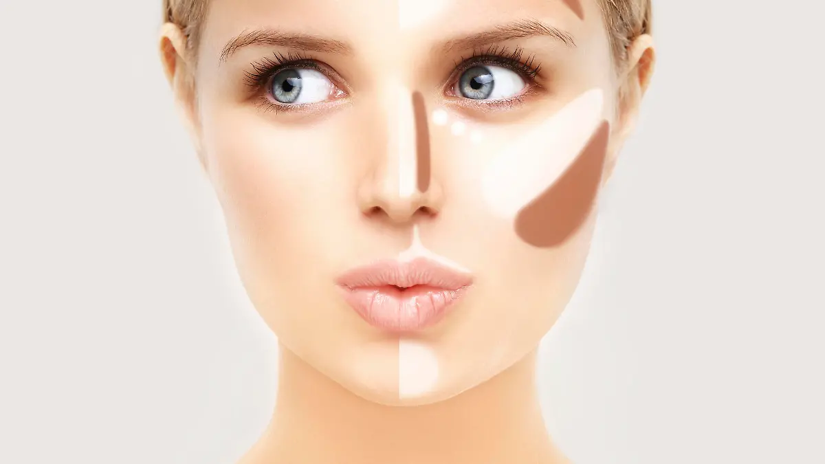 Make up woman face. Contour and highlight makeup.