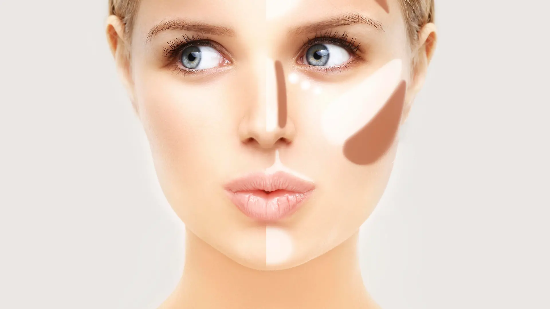 Make up woman face. Contour and highlight makeup.