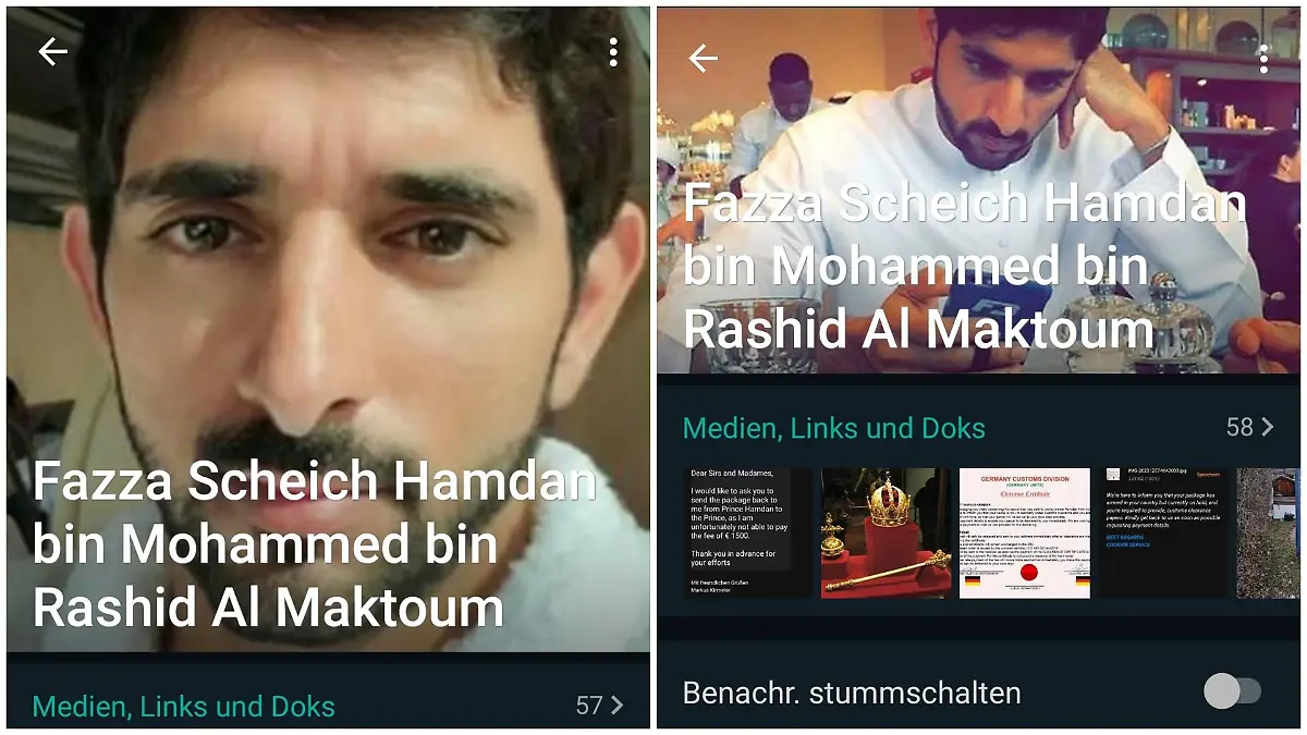 Das Whatsapp-Profil des angeblichen Prinzen von Dubai.