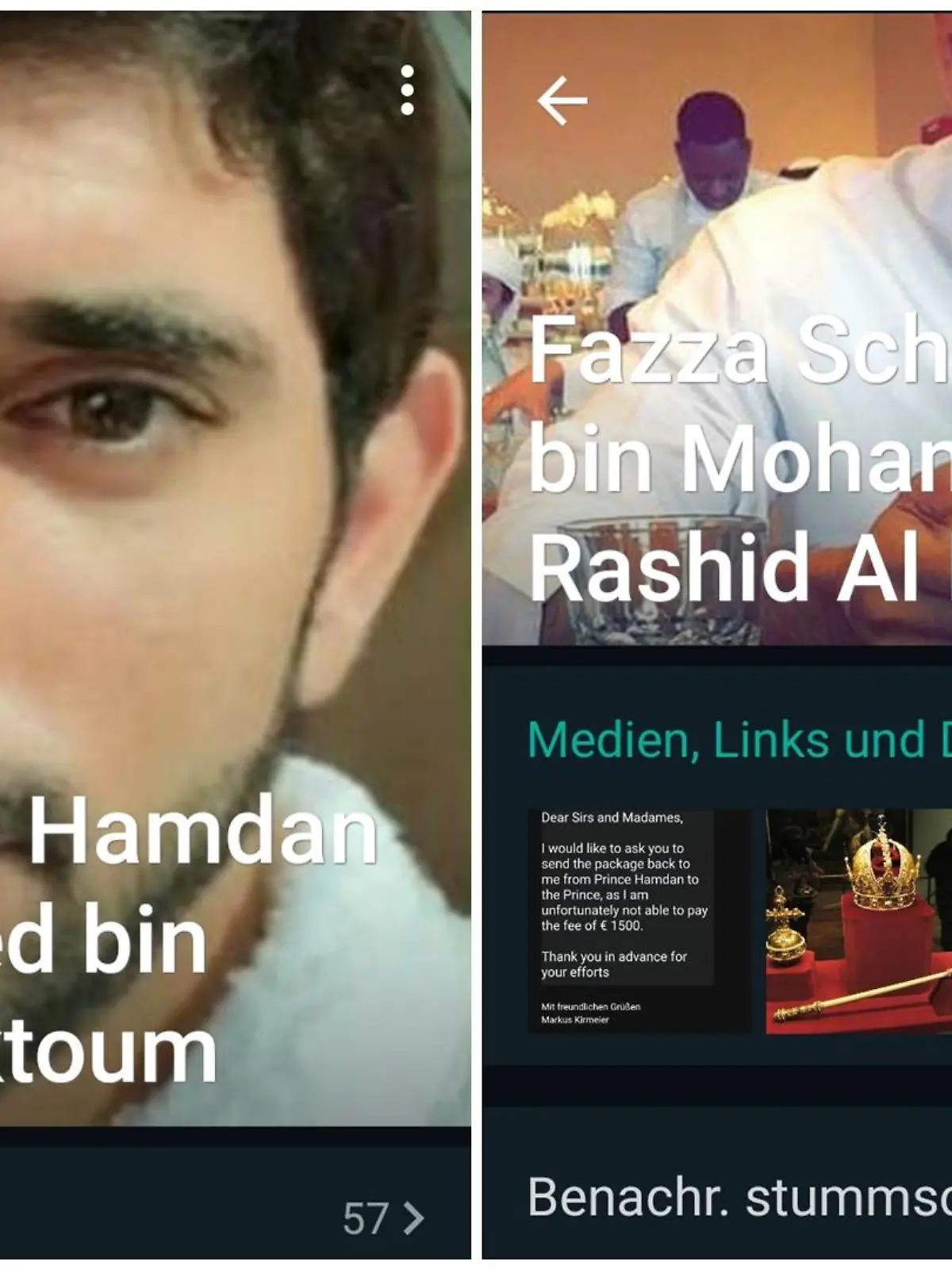 Das Whatsapp-Profil des angeblichen Prinzen von Dubai.