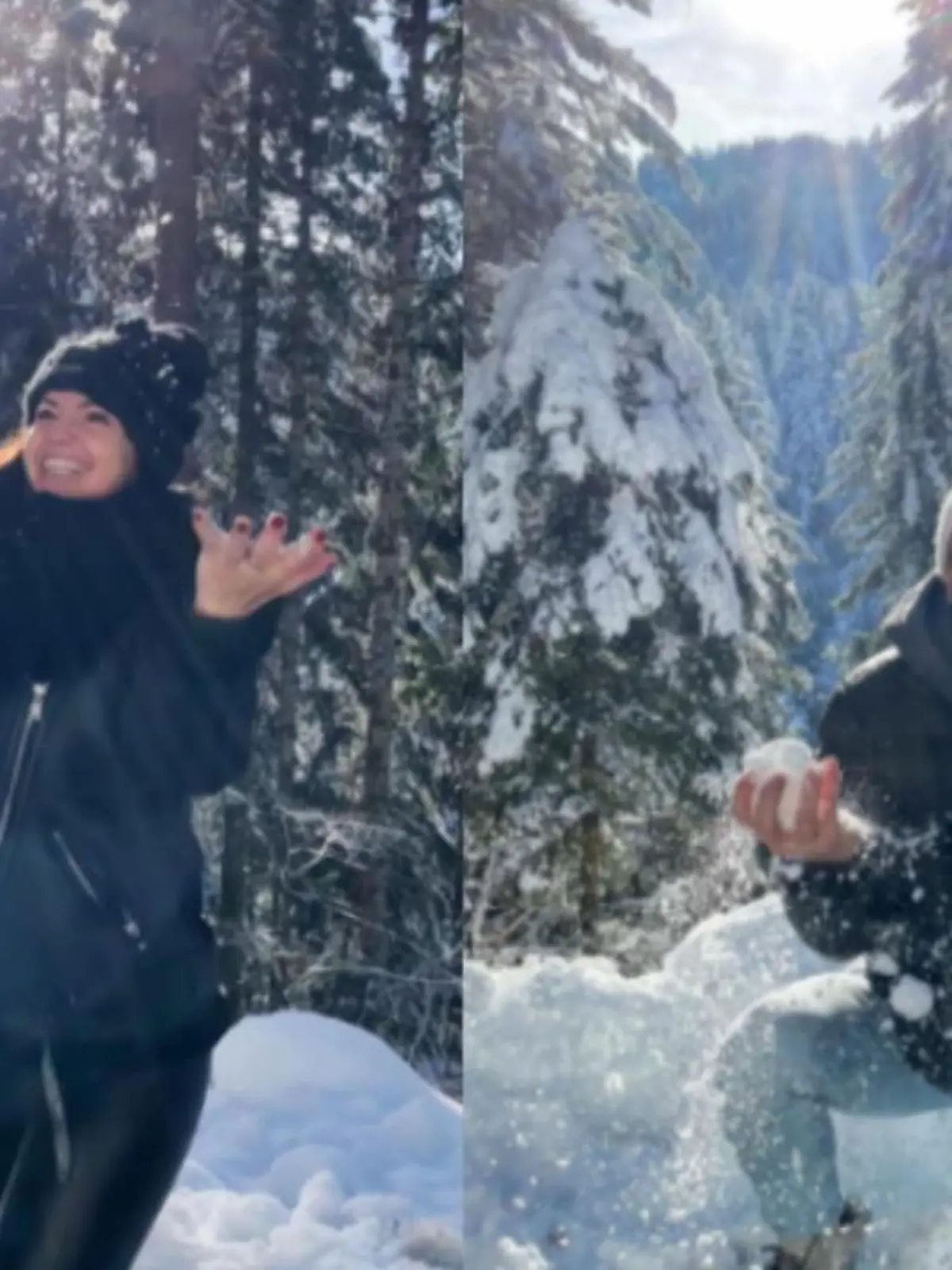 Bild zu: "So happy sind Christina Luft und Luca Hänni im Schnee"
