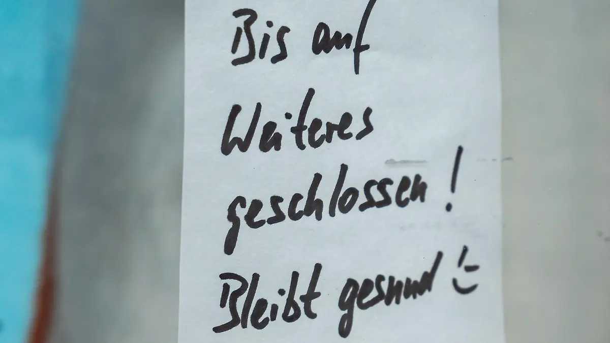 Schild mit "Bis auf Weiteres geschlossen - bliebt gesund"