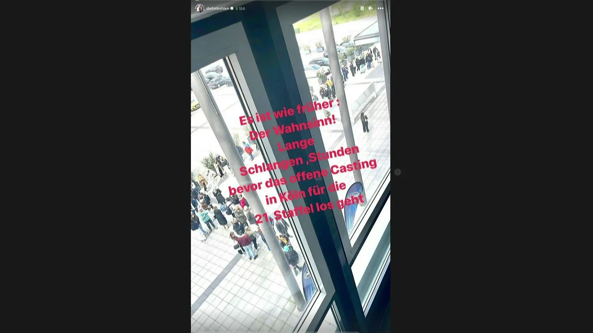 Dieter Bohlen ist total geflasht und berichtet in seiner Instagram-Story vom offenen DSDS-Casting.