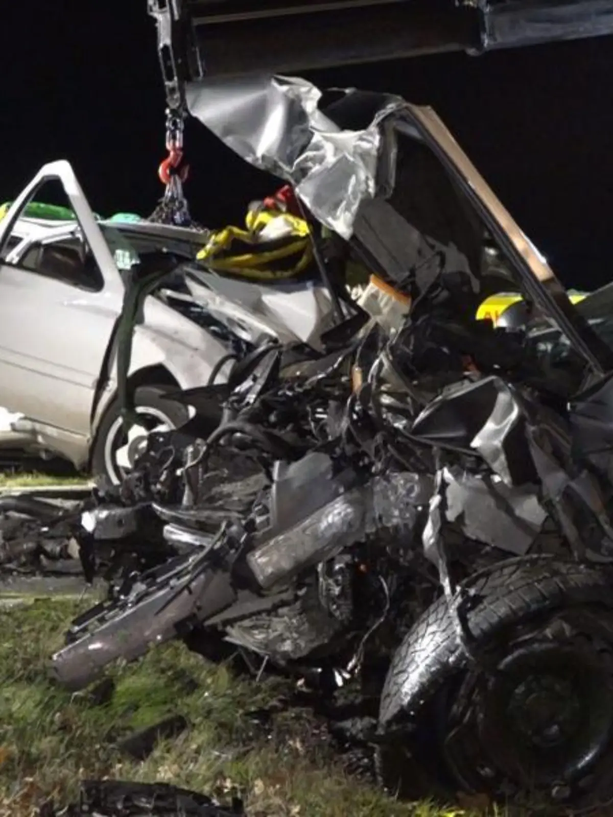 Autowracks an Unfallstelle