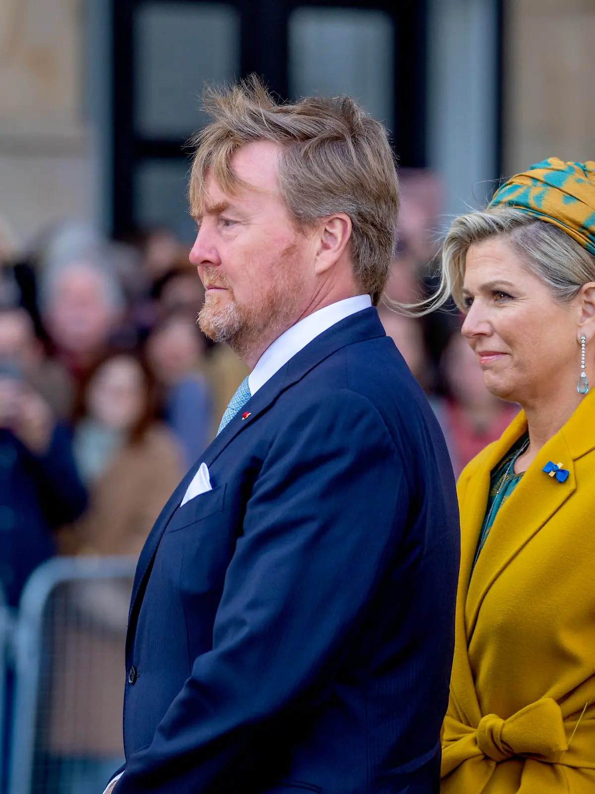 King Willem-Alexander and Queen Maxima of The Netherlands at the Royal Palace in Amsterdam, on April 11, 2023, waiting for President Emmanuel Macron and Mrs. Bridget Macron for the Welcome ceremony at the Dam Square on the 1st of a 2 day state visit from France to the Netherlands
Photo: Albert Nieboer / Netherlands OUT / Point de Vue OUT