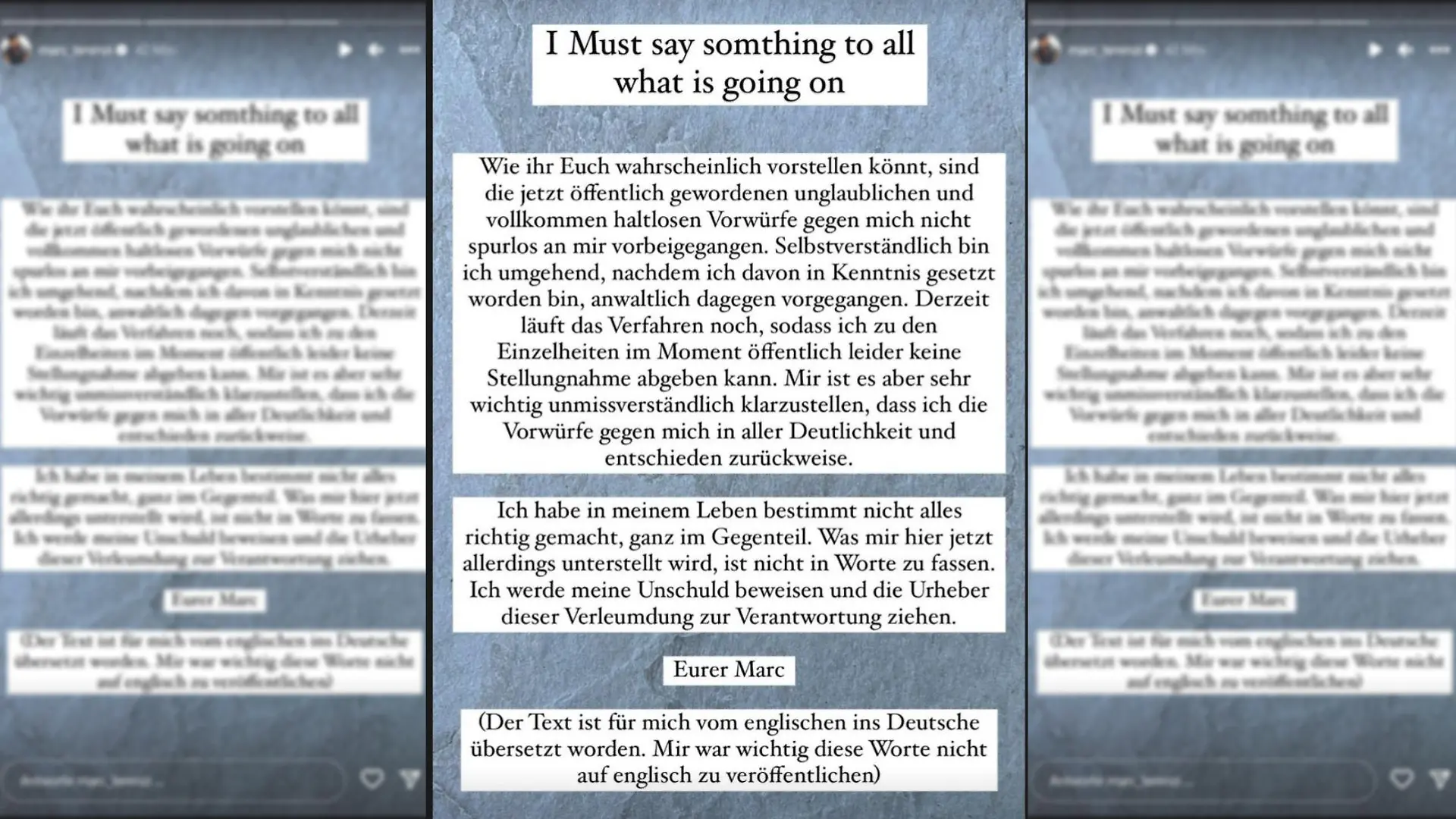 Marc Terenzi bezieht auf Instagram Stellung zu den bösen Anschuldigungen