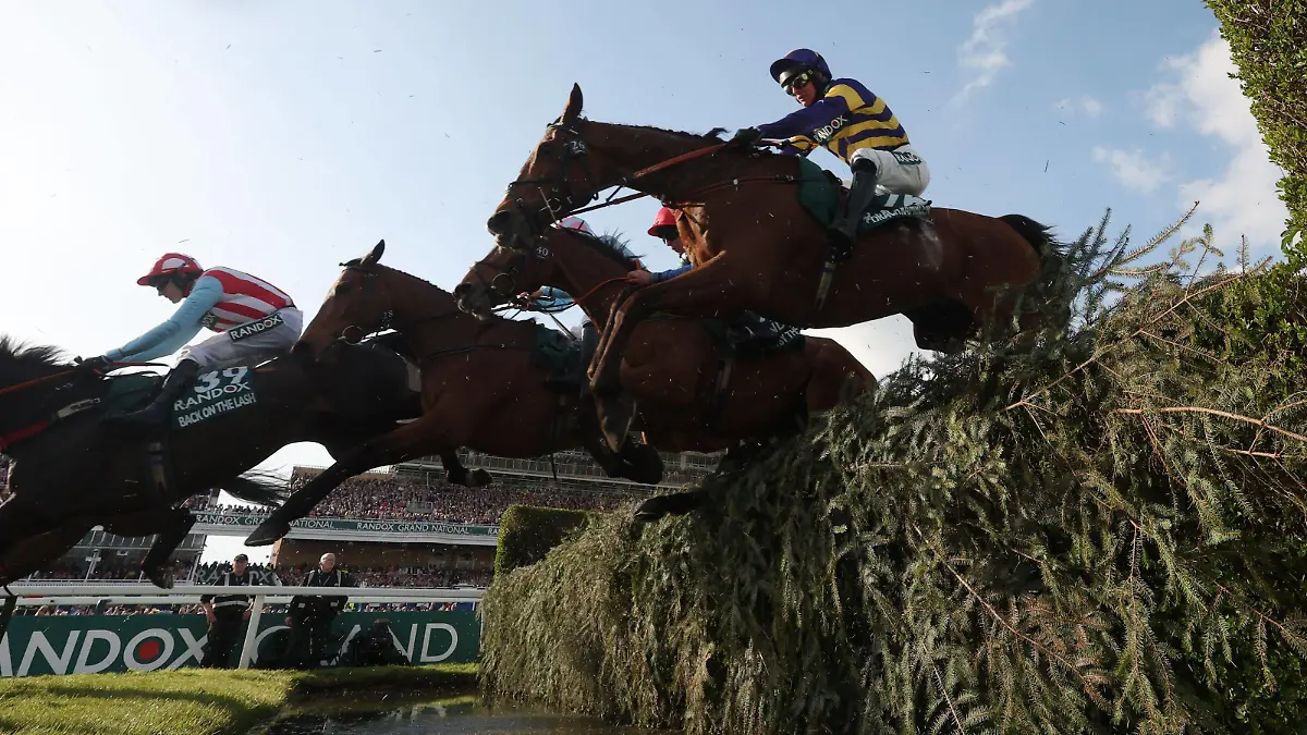 Mandatory Credit: Photo by Paul Greenwood/Shutterstock 13868661an Corach Rambler ridden by Derek Fox clears the water jump on Day Three of the Randox Grand National Festival Randox Grand National Festival 2023, Day Three, Horse Racing, Aintree, Liverpool, UK - 15 Apr 2023 Randox Grand National Festival 2023, Day Three, Horse Racing, Aintree, Liverpool, UK - 15 Apr 2023 PUBLICATIONxINxGERxSUIxAUTxHUNxGRExMLTxCYPxROUxBULxUAExKSAxONLY Copyright: xPaulxGreenwood/Shutterstockx 13868661an