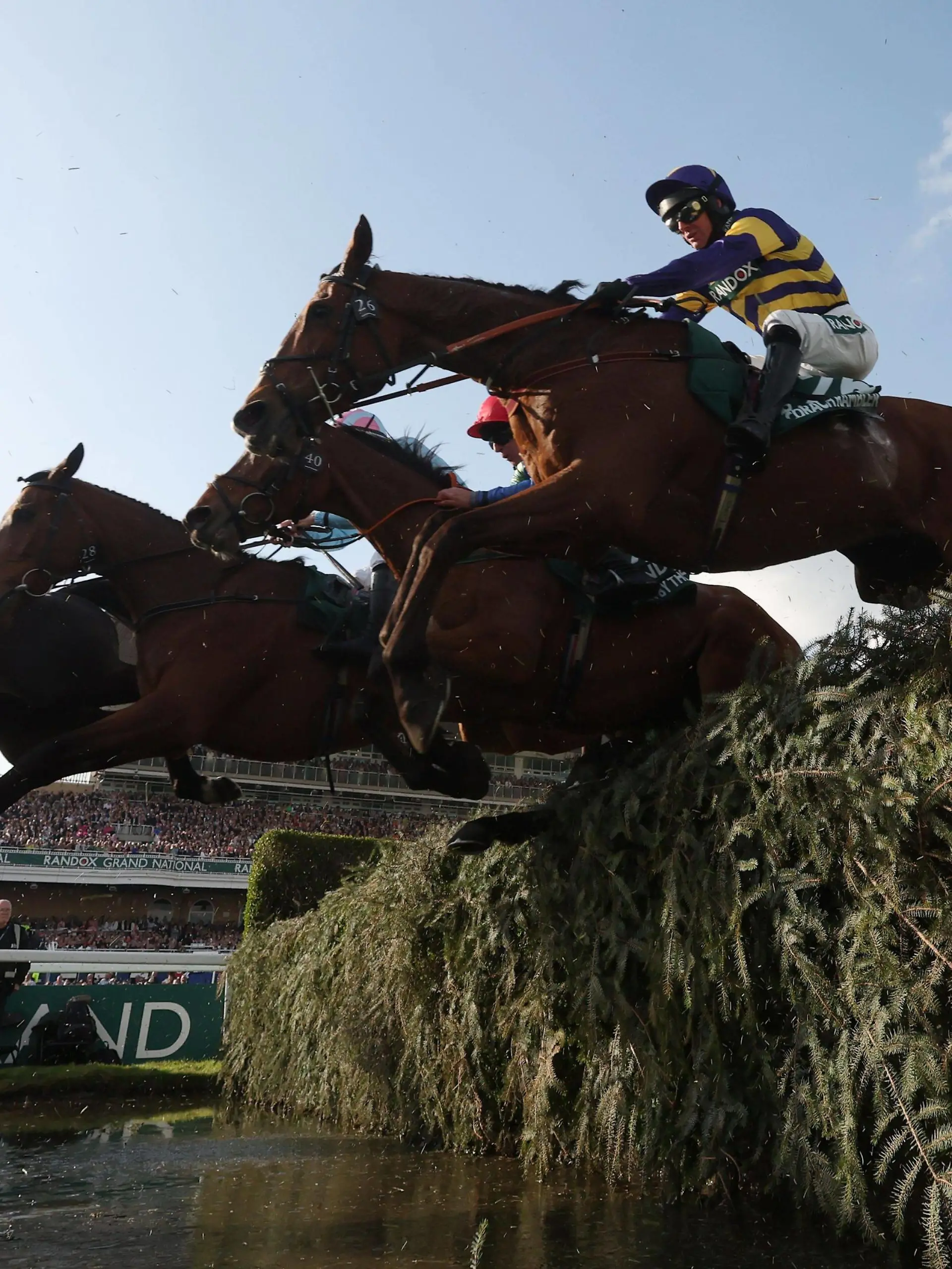 Mandatory Credit: Photo by Paul Greenwood/Shutterstock 13868661an Corach Rambler ridden by Derek Fox clears the water jump on Day Three of the Randox Grand National Festival Randox Grand National Festival 2023, Day Three, Horse Racing, Aintree, Liverpool, UK - 15 Apr 2023 Randox Grand National Festival 2023, Day Three, Horse Racing, Aintree, Liverpool, UK - 15 Apr 2023 PUBLICATIONxINxGERxSUIxAUTxHUNxGRExMLTxCYPxROUxBULxUAExKSAxONLY Copyright: xPaulxGreenwood/Shutterstockx 13868661an