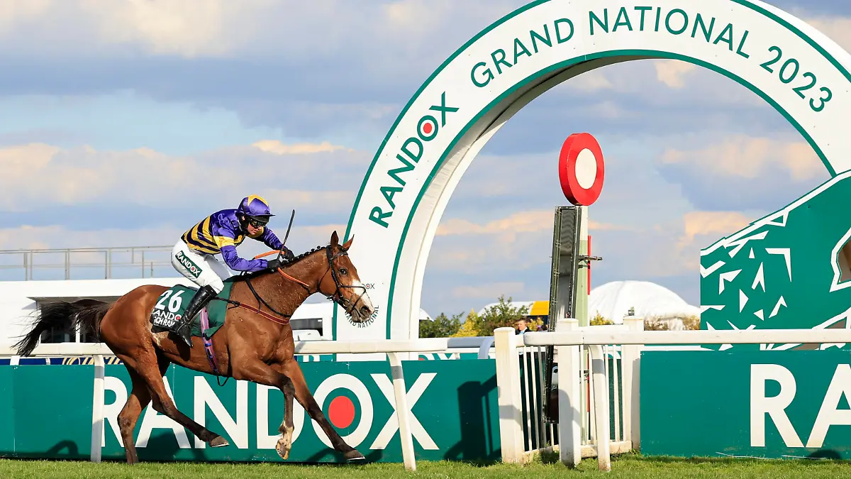 The Randox Grand National festival 2023 Grand National Day Coach Rambler ridden by Derek Fox wins The Randox Grand National Handicap Chase at The Randox Grand National festival 2023 Grand National Day at Aintree Racecourse, Liverpool, United Kingdom, 15th April 2023 Photo by Conor Molloy/News Images Liverpool Aintree Racecourse Merseyside United Kingdom Copyright: xConorxMolloy/NewsxImagesx