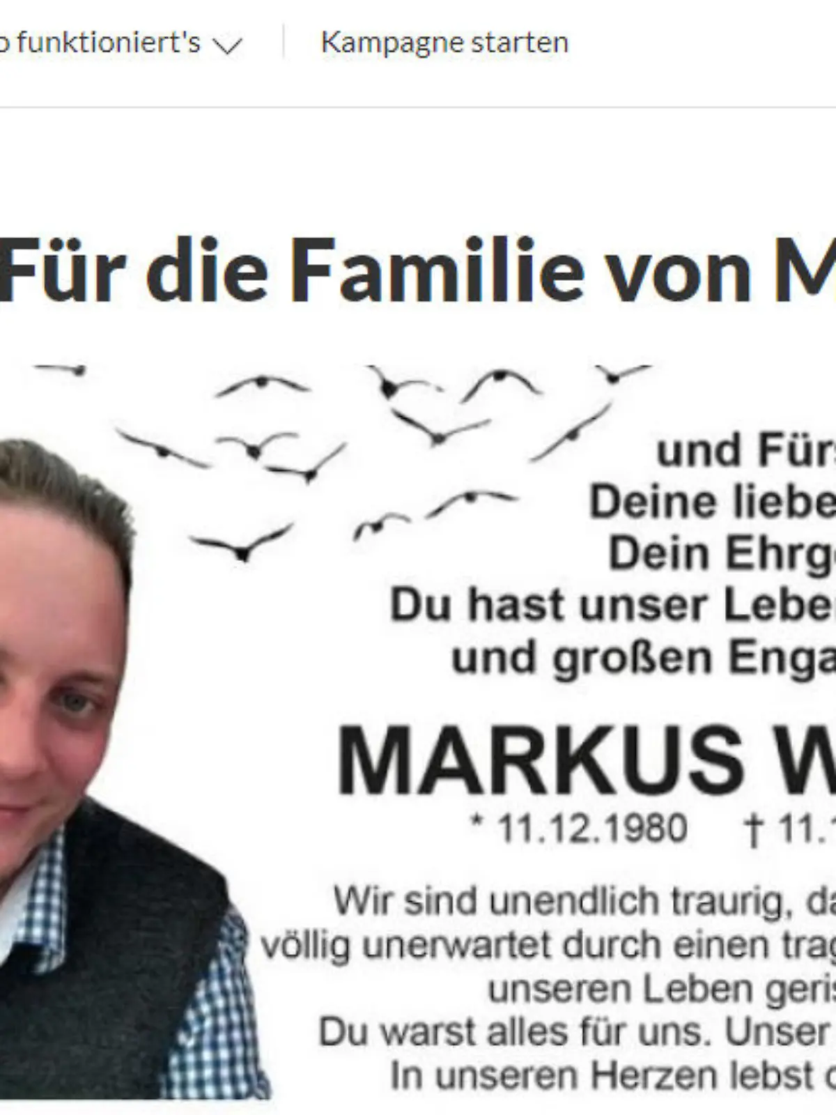 Spenden, Markus Wolle, tödlicher Unfall