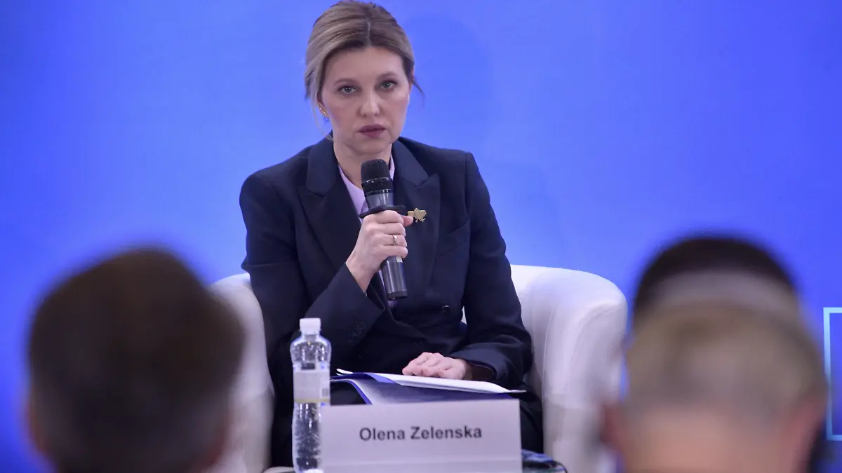 LVIV, UKRAINE - MARCH 04, 2023 - First Lady of Ukraine Olena Zelenska takes part in the discussion "Addressing sexual violence as a weapon of war" at the international conference "United for Justice", Lviv, western Ukraine.//UKRINFORMAGENCY_1450003/Credit:Markiian Lyseiko/SIPA/2303061452