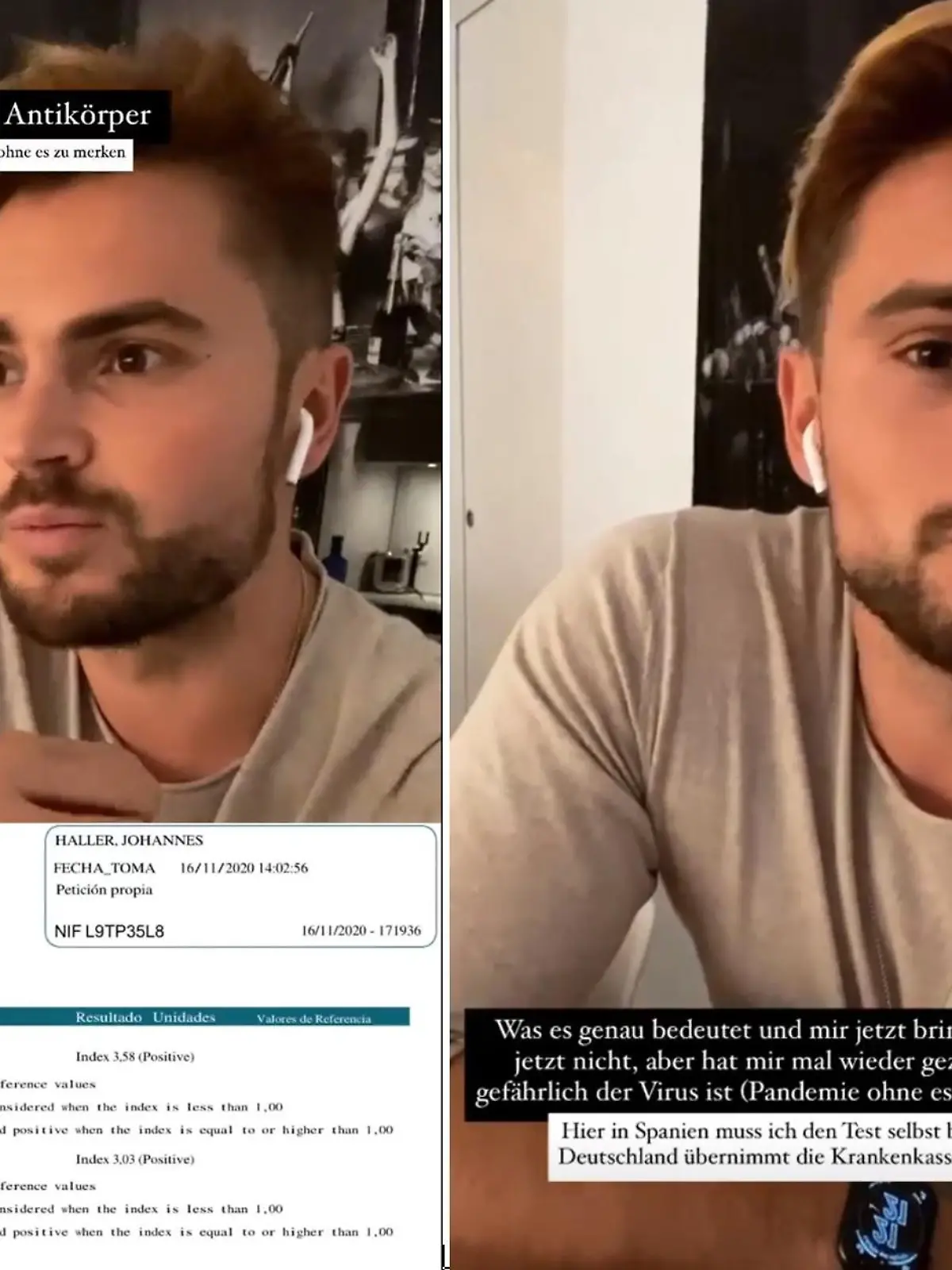 Corona-Antikörper-Test: Ergebnis positiv! Johannes Haller wird sich Anfang des Jahres mit Corona infiziert haben müssen.
