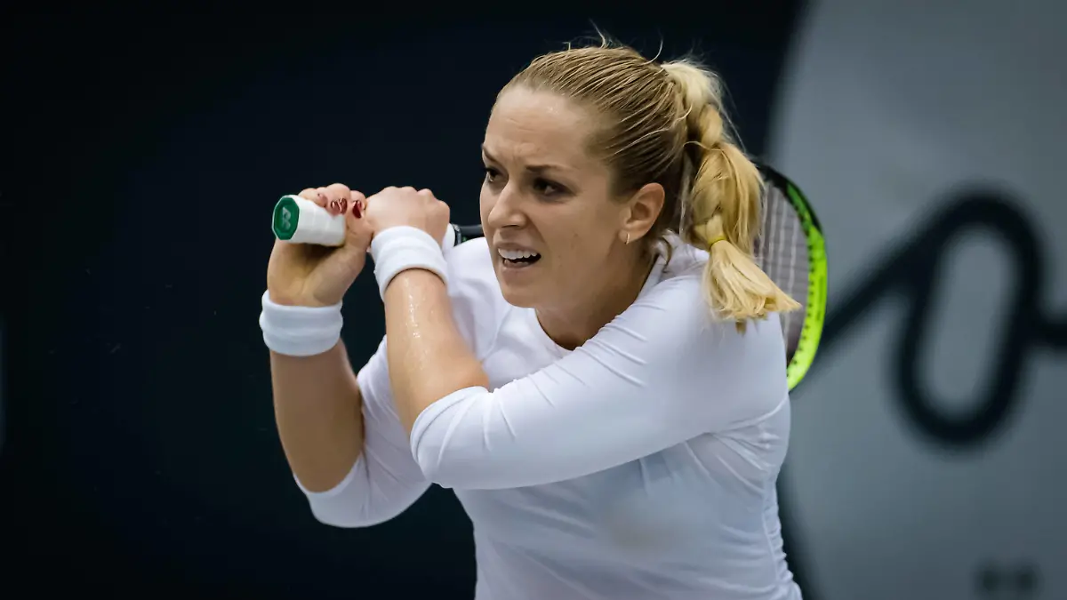  November 7, 2020, Linz, AUSTRIA: Sabine Lisicki of Germany in action during the first qualifications round at the 2020 Upper Austria Ladies Linz WTA, Tennis Damen International tennis tournament against Bibiane Schoofs of the Netherlands Linz AUSTRIA - ZUMAa181 20201107_zaa_a181_291 Copyright: xRobxPrangex