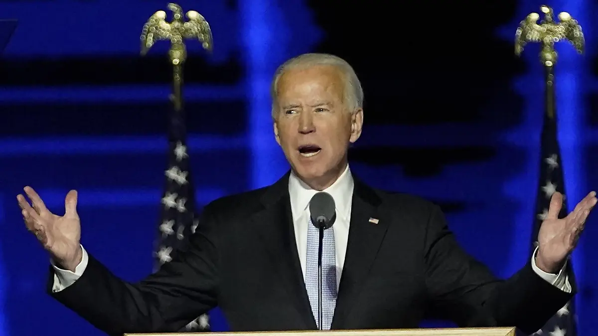 News Bilder des Tages President-elect Joe Biden speaks on Saturday, November 7, 2020 at the Chase Center in Wilmington, Delaware. Biden defeated President Donald Trump to become 46th president of the United States. Pool photo by Andrew Harnik/ PUBLICATIONxINxGERxSUIxAUTxHUNxONLY WILX20201107233 AndrewxHarnik