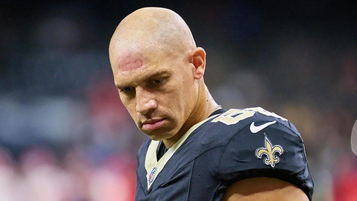 August 13, 2023, NEW ORLEANS, LOUISIANA, U.S: New Orleans Saints tight end Jimmy Graham warms up before playing the Kansas City Chiefs in an NFL, American Football Herren, USA preseason game in New Orleans, Louisiana USA on August 13, 2023. NEW ORLEANS U.S. - ZUMAa14_ 20230813_zaf_a14_005 Copyright: xDanxAndersonx