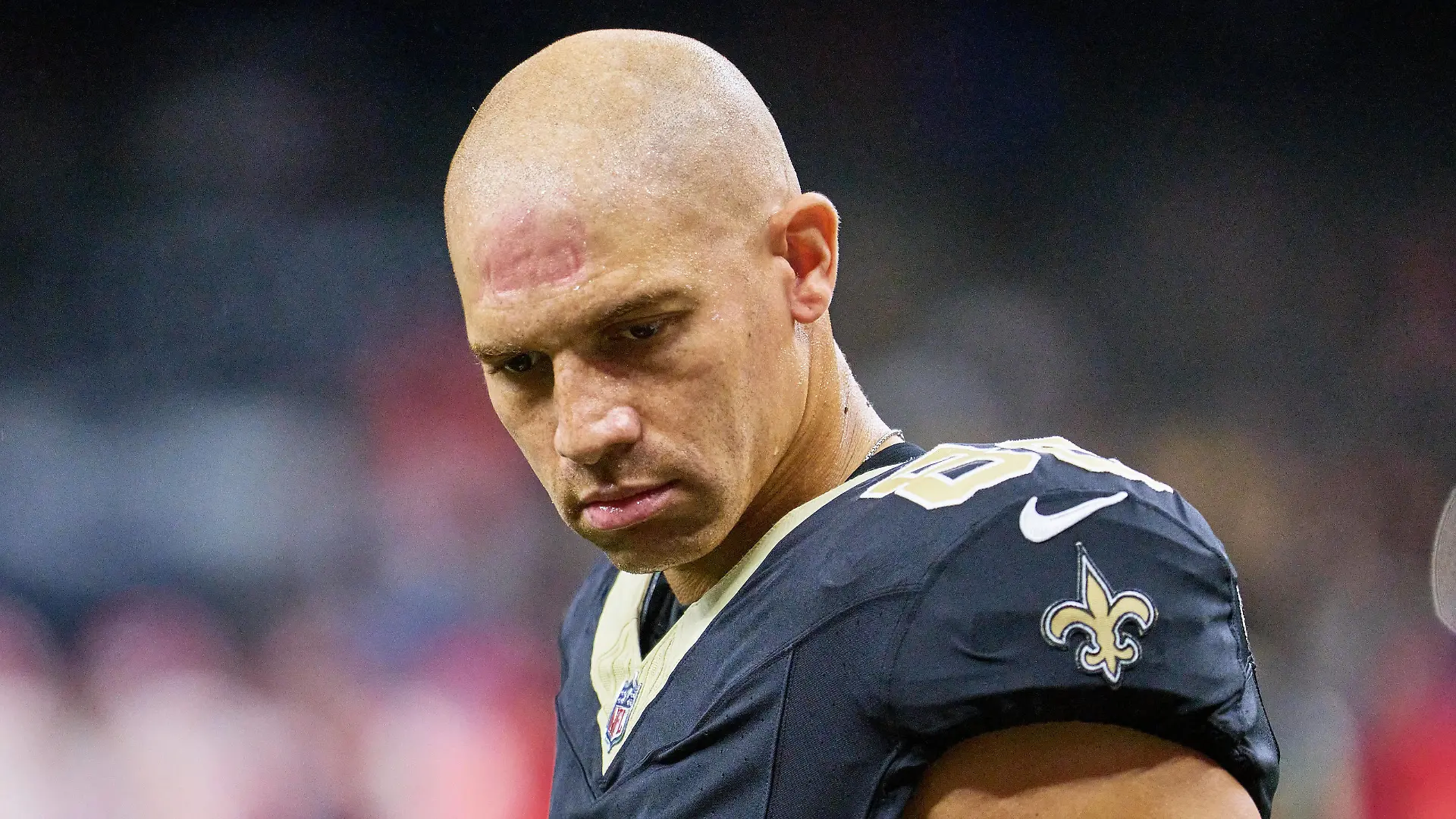 August 13, 2023, NEW ORLEANS, LOUISIANA, U.S: New Orleans Saints tight end Jimmy Graham warms up before playing the Kansas City Chiefs in an NFL, American Football Herren, USA preseason game in New Orleans, Louisiana USA on August 13, 2023. NEW ORLEANS U.S. - ZUMAa14_ 20230813_zaf_a14_005 Copyright: xDanxAndersonx