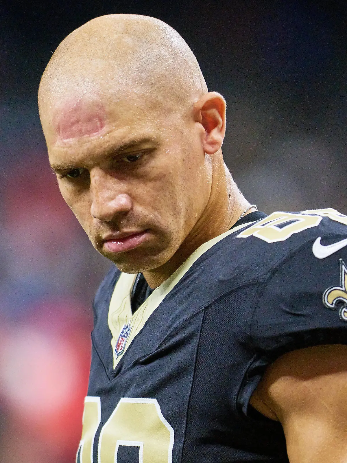 August 13, 2023, NEW ORLEANS, LOUISIANA, U.S: New Orleans Saints tight end Jimmy Graham warms up before playing the Kansas City Chiefs in an NFL, American Football Herren, USA preseason game in New Orleans, Louisiana USA on August 13, 2023. NEW ORLEANS U.S. - ZUMAa14_ 20230813_zaf_a14_005 Copyright: xDanxAndersonx