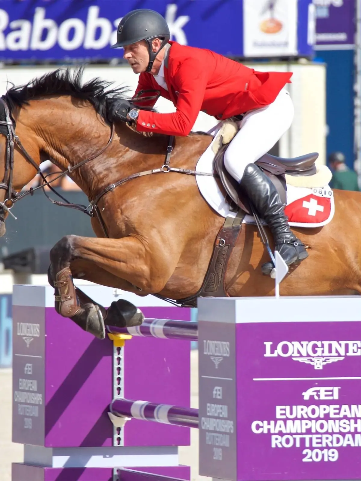 (190824) -- ROTTERDAM, Aug. 24, 2019 (Xinhua) -- Switzerland s Paul Estermann on Lord Pepsi performs during the FEI Jumping European Championships in Rotterdam, The Netherlands, Aug. 23, 2019. (Xinhua/Sylvia Lederer) (SP)NETHERLANDS-ROTTERDAM-EQUESTRIAN-EUROPEAN CHAMPIONSHIPS PUBLICATIONxNOTxINxCHN  