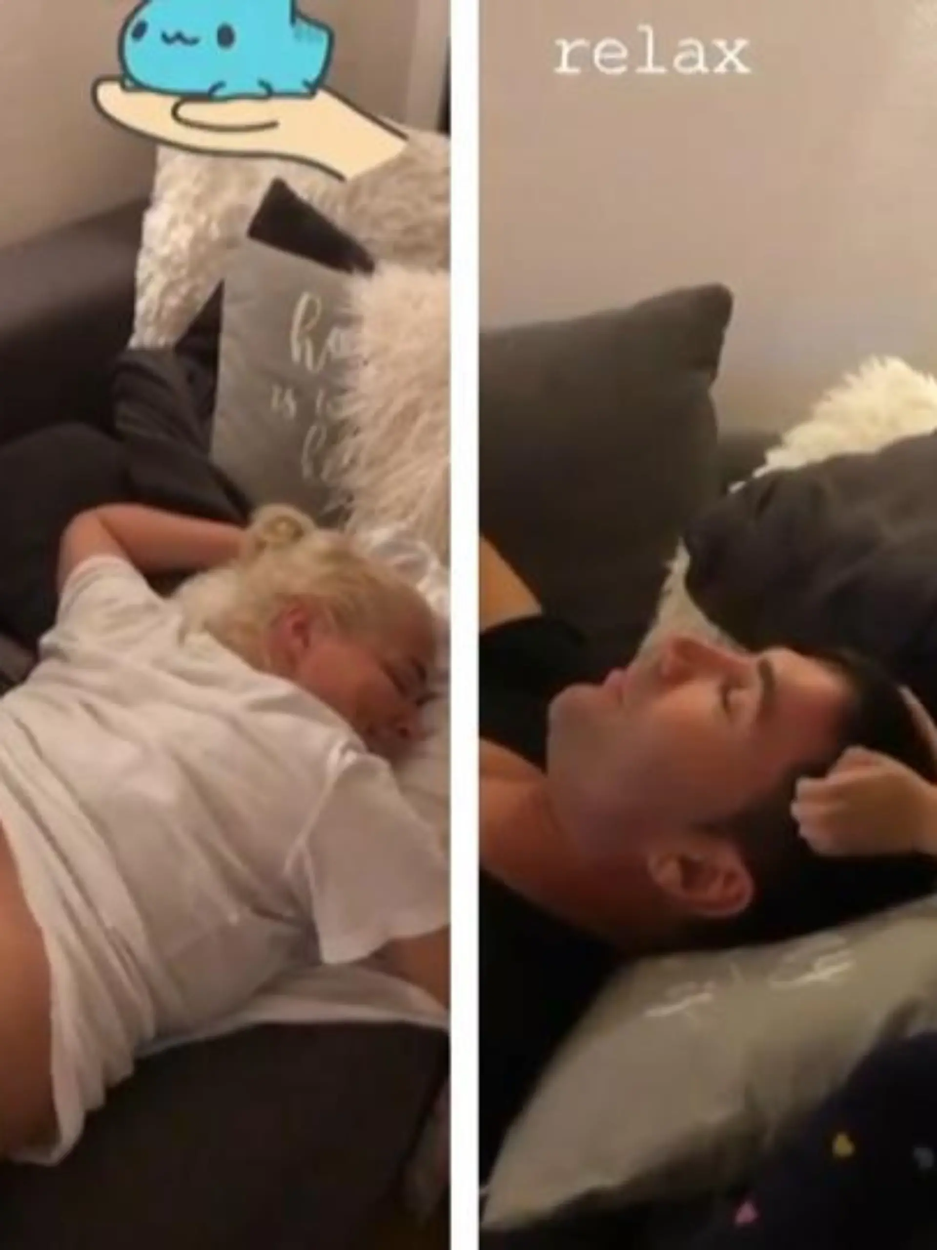 Daniela Katzenberger und Lucas Cordalis bekommen eine Massage von Töchterchen Sophia.